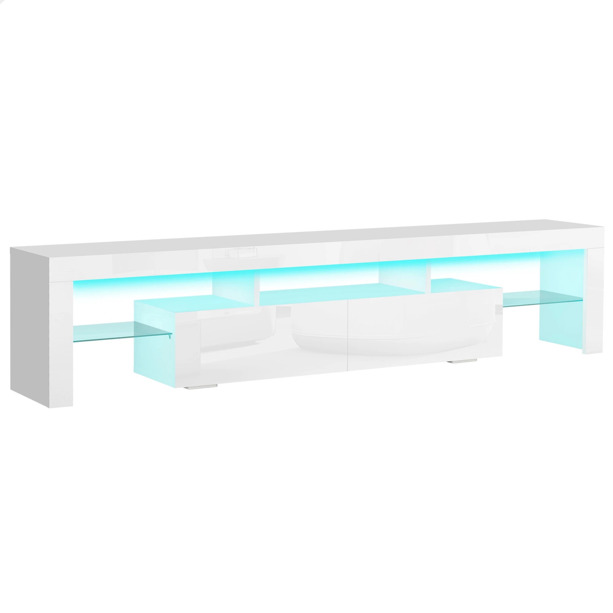 1 Alfordson Entertainment Unit 180cm TV Stand LED Light Storage Gloss - White, 1 of 10