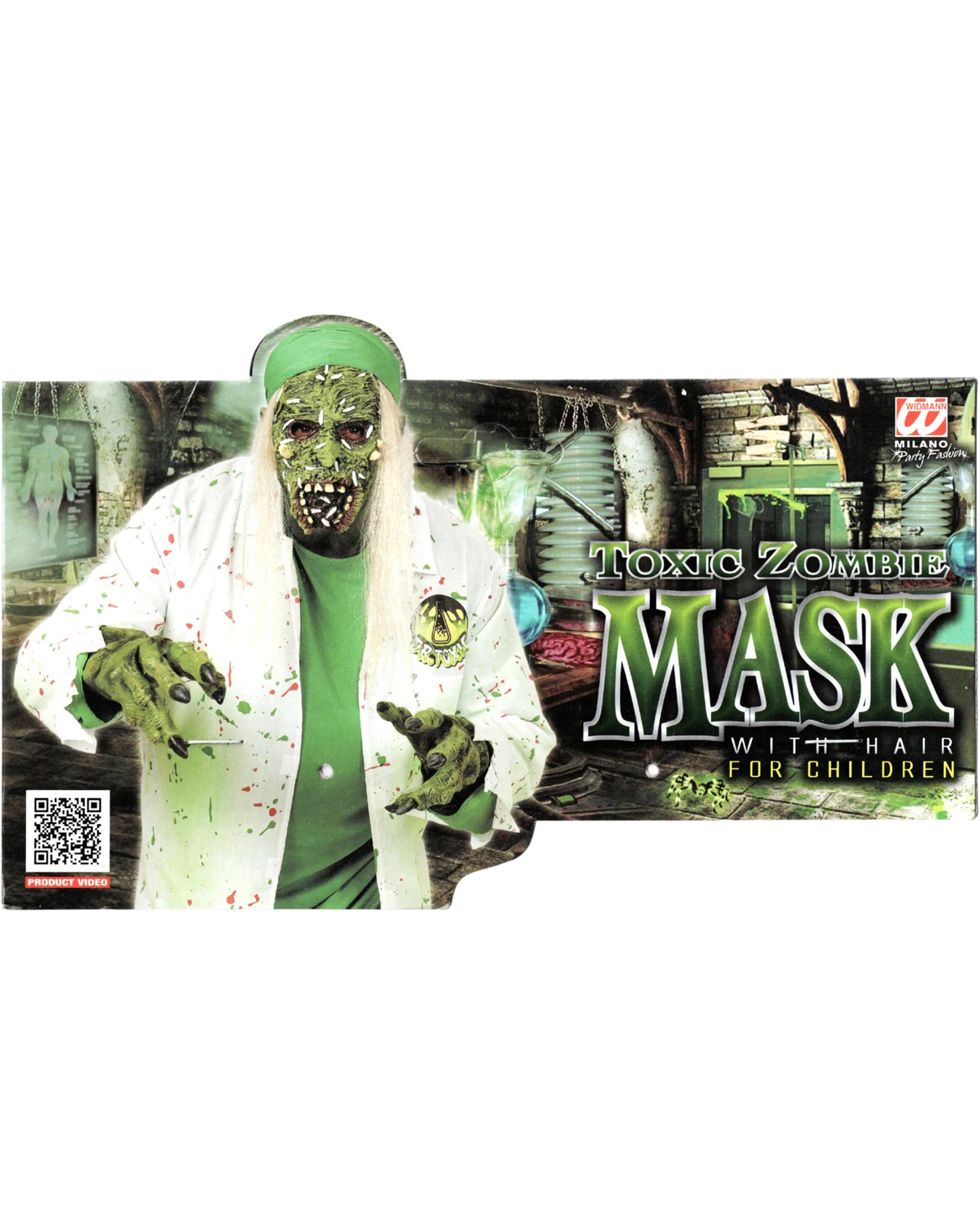 3 Widmann Kids Toxic Zombie Latex Mask - One Size - Green, 3 of 4