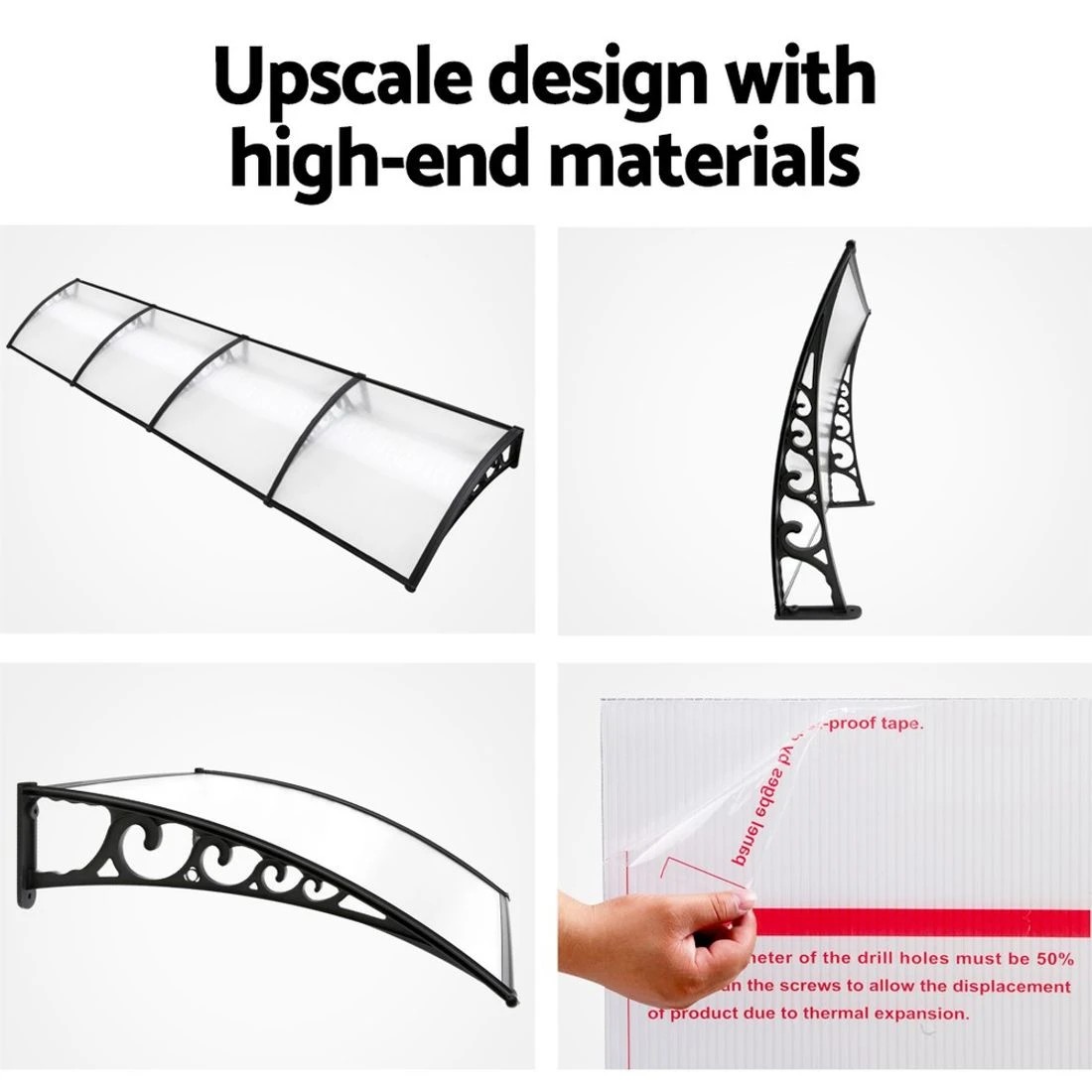6 Instahut Window Door Awning 1mx4m Transparent - Clear, 6 of 7