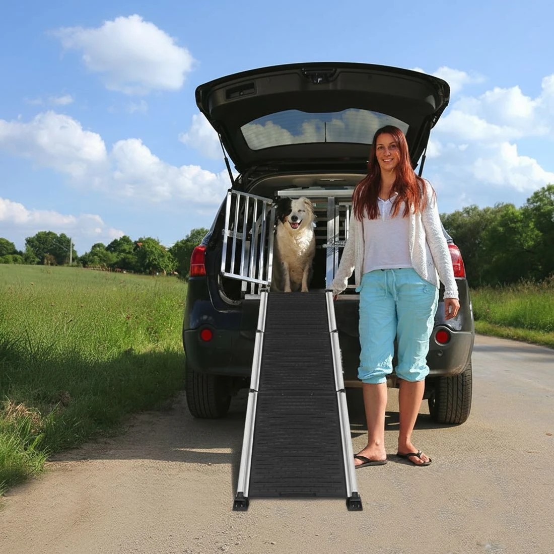 3 i.Pet Dog Ramp Pet Stairs Steps Car SUV Foldable Portable Ladder Adjustable - Black, 3 of 7