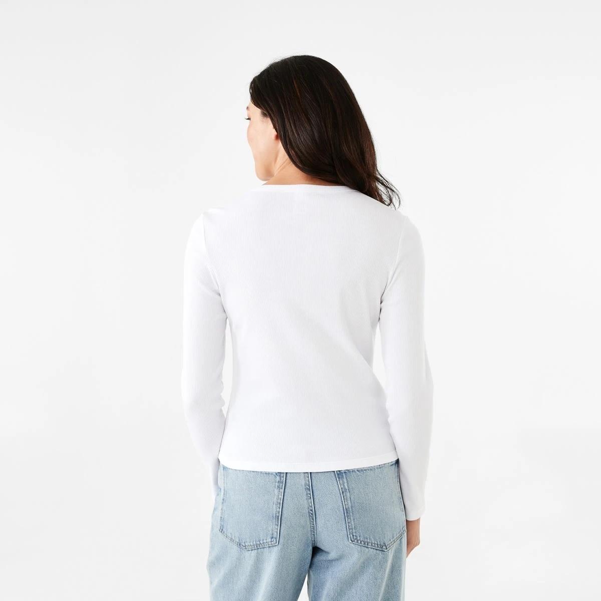 4 Long Sleeve Rib Crew T-shirt White, 4 of 6