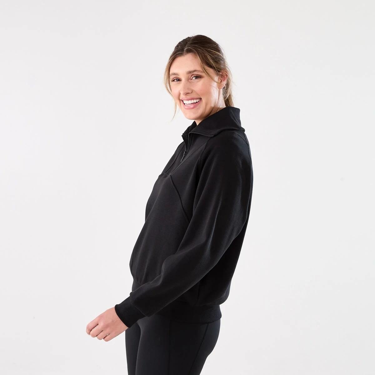 2 Active Womens Fleece 1/2 Zip Jumper BLACK, 2 of 6