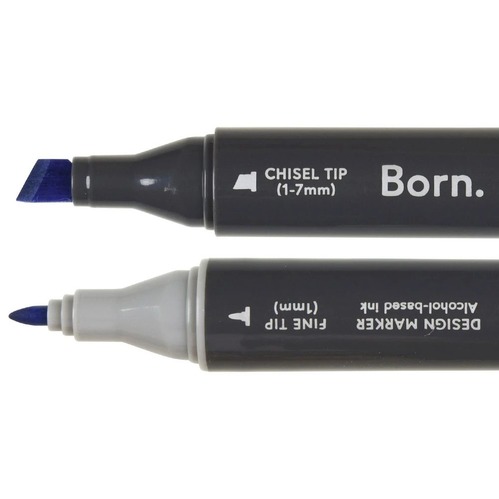 2 Born Professional Dual-Tip Artist Marker Brilliant Blue B575, 2 of 4