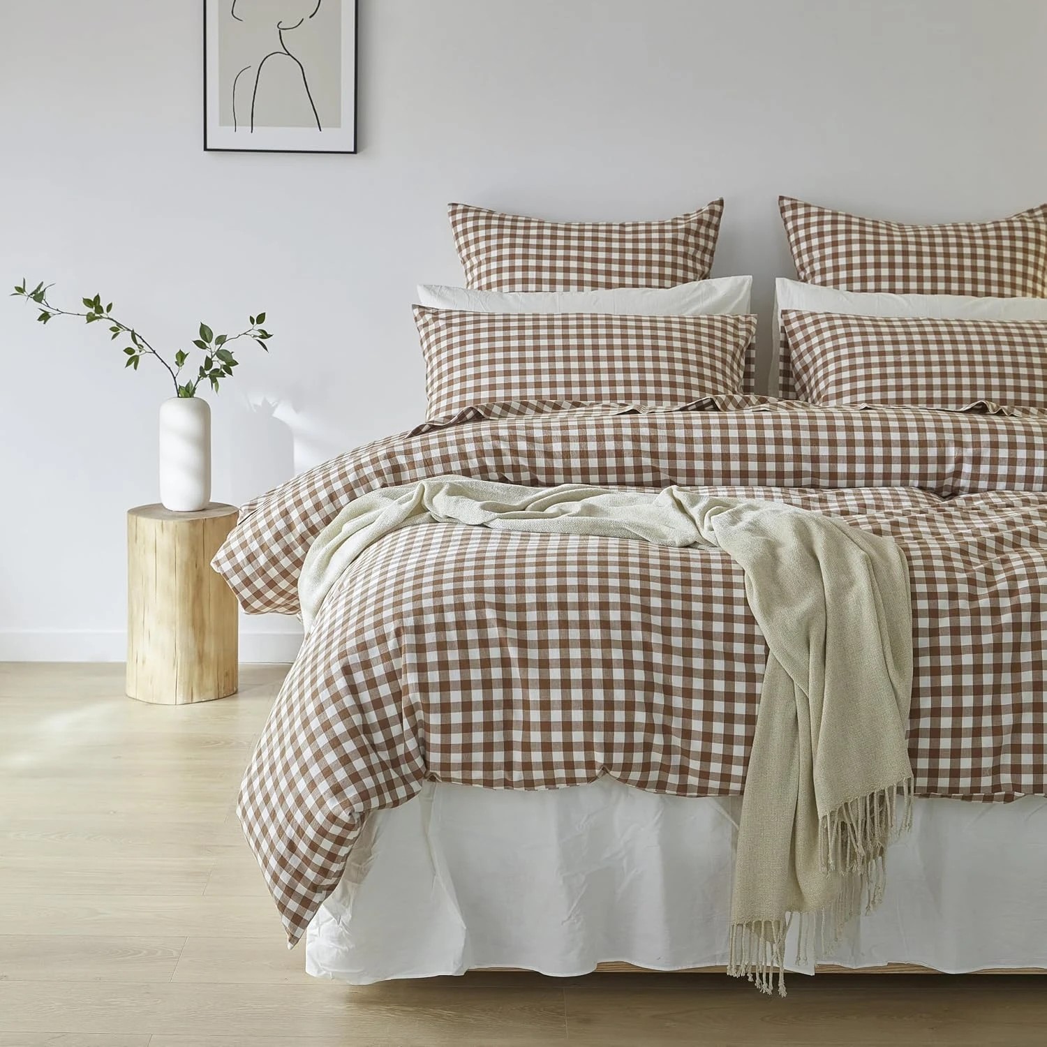 1 Gioia Casa Yarn-Dyed Vintage Washed Cotton Quilt Cover Set - Double Bed - Brown, 1 of 6
