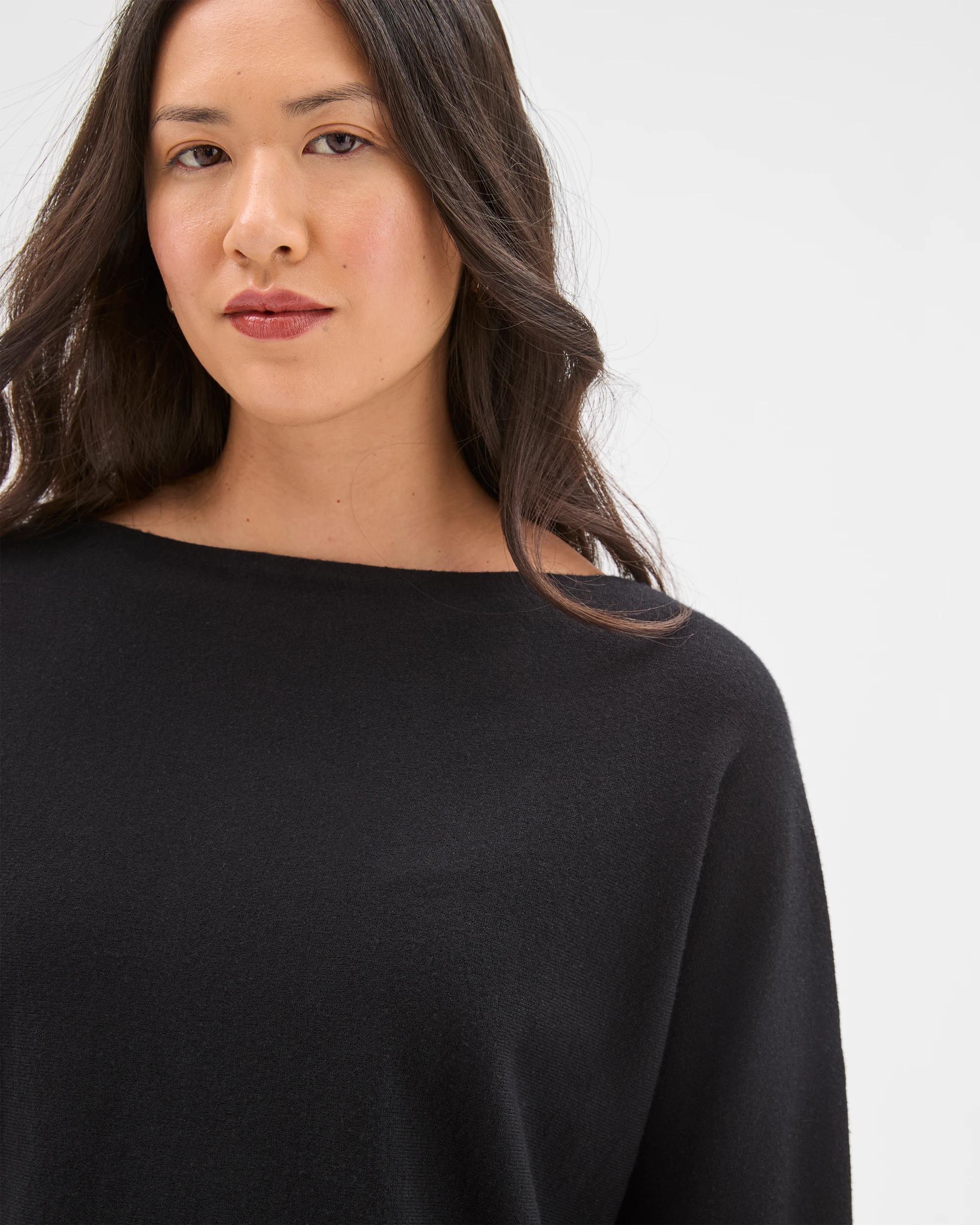 5 Preview Dolman Sleeve Boat Neck Knit Jumper BLACK, 5 of 6