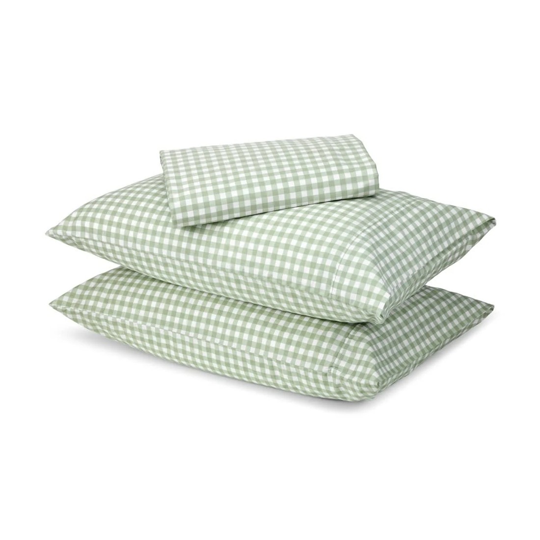 1 250 Thread Count Gingham Cotton Sheet Set - Double Bed, Sage, 1 of 7