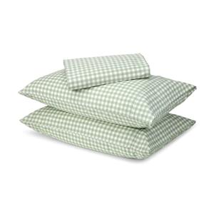 250 Thread Count Gingham Cotton Sheet Set - Double Bed, Sage