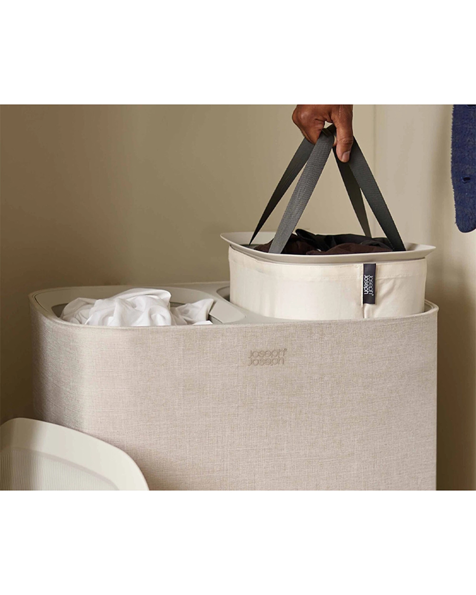 2 Joseph Joseph Tota 90L Laundry Separation Basket Dual Compartments Tote Bag Ecru - Grey, 2 of 6