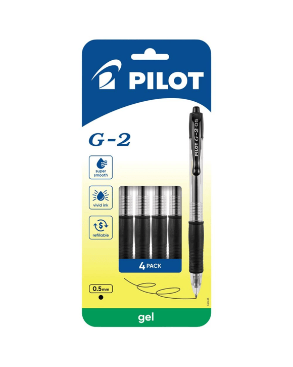 PILOT G2 Retractable Gel Pen Extra Fine 0.5mm Black 4Pk
