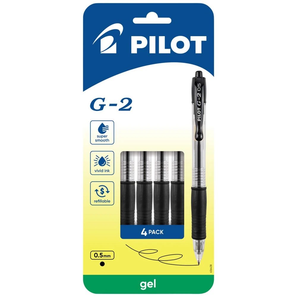 1 PILOT G2 Retractable Gel Pen Extra Fine 0.5mm Black 4Pk, 1 of 8