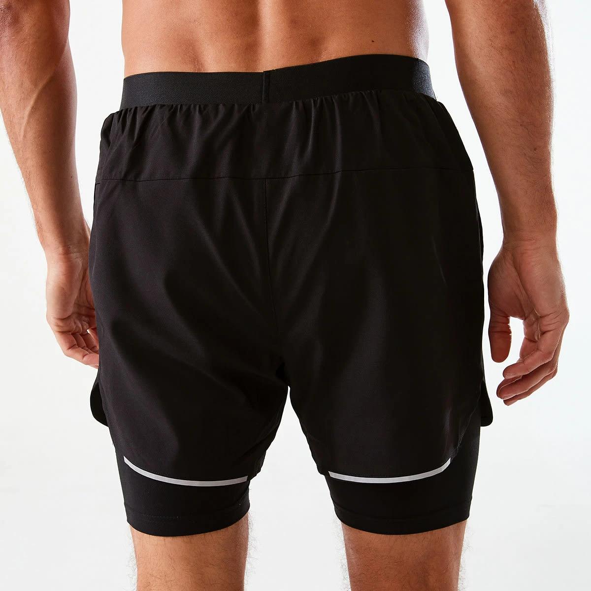 3 Active Mens Dual Layer Shorts BLACK, 3 of 7