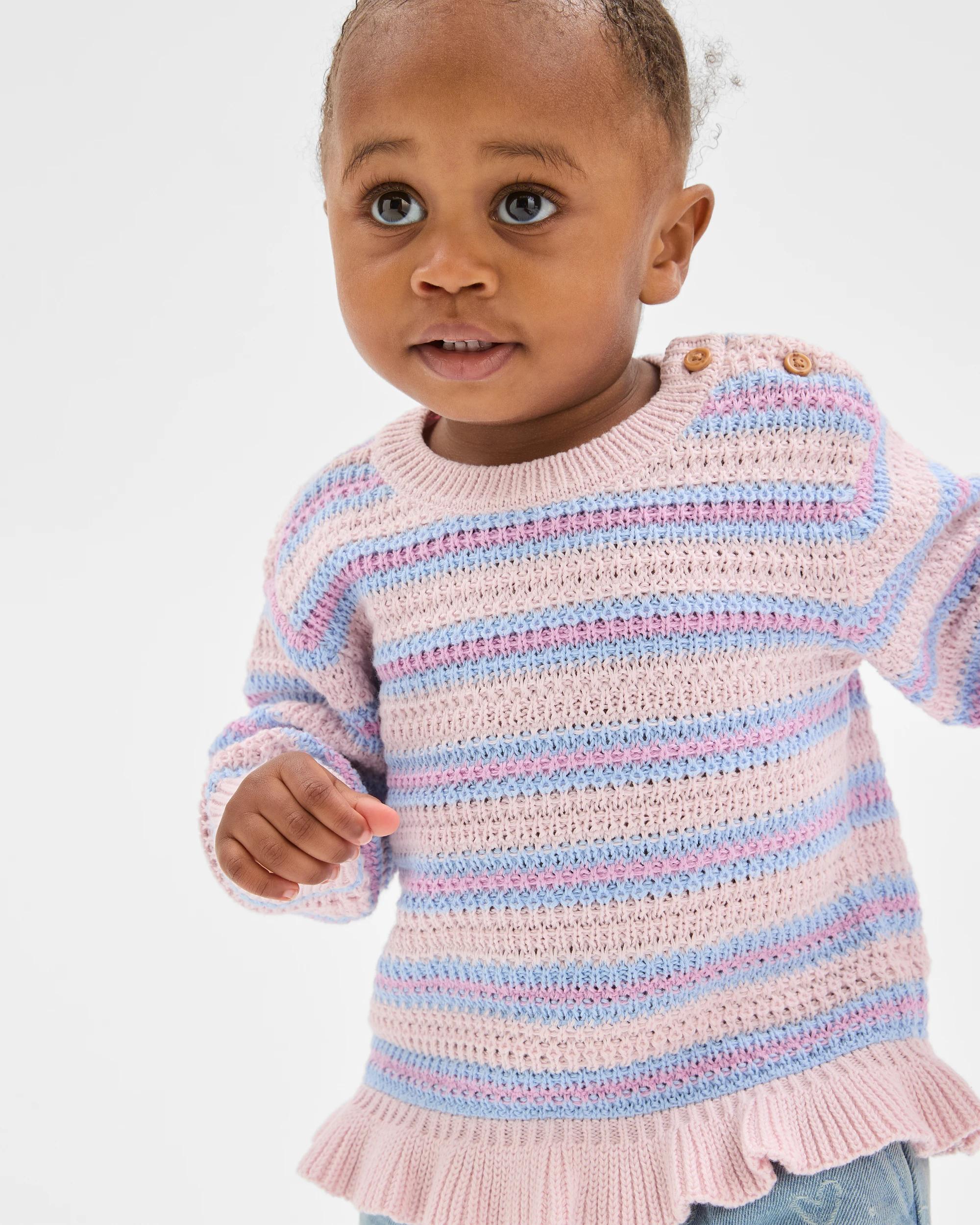1 Target Baby Organic Cotton Lightweight Knit Jumper STRIPE PINK, 1 of 5
