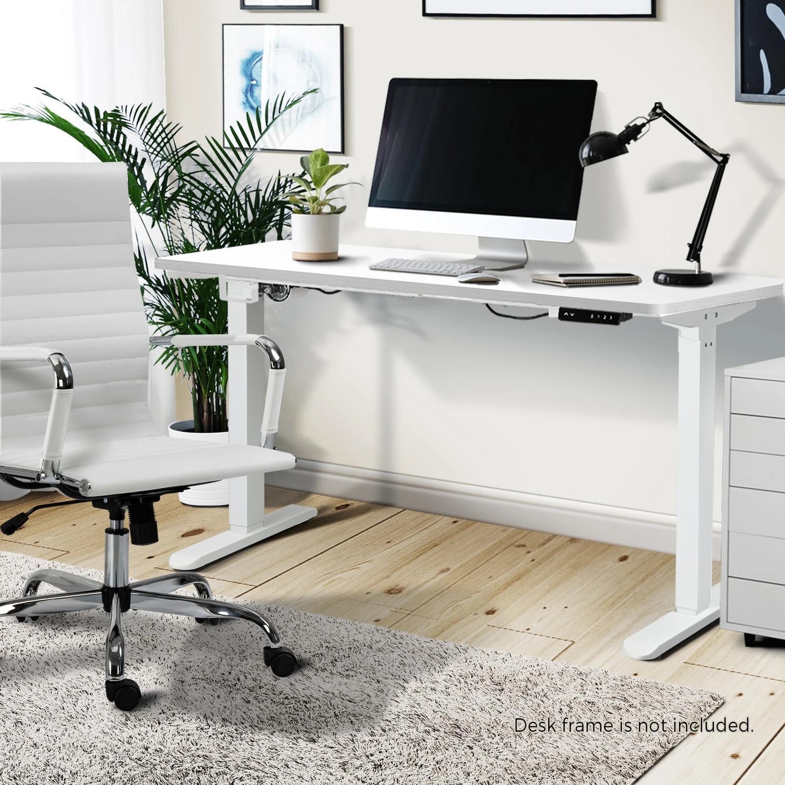 2 Oikiture Standing Desk Board Adjustable Sit Stand Desk Top Computer Table
 - White, 2 of 8