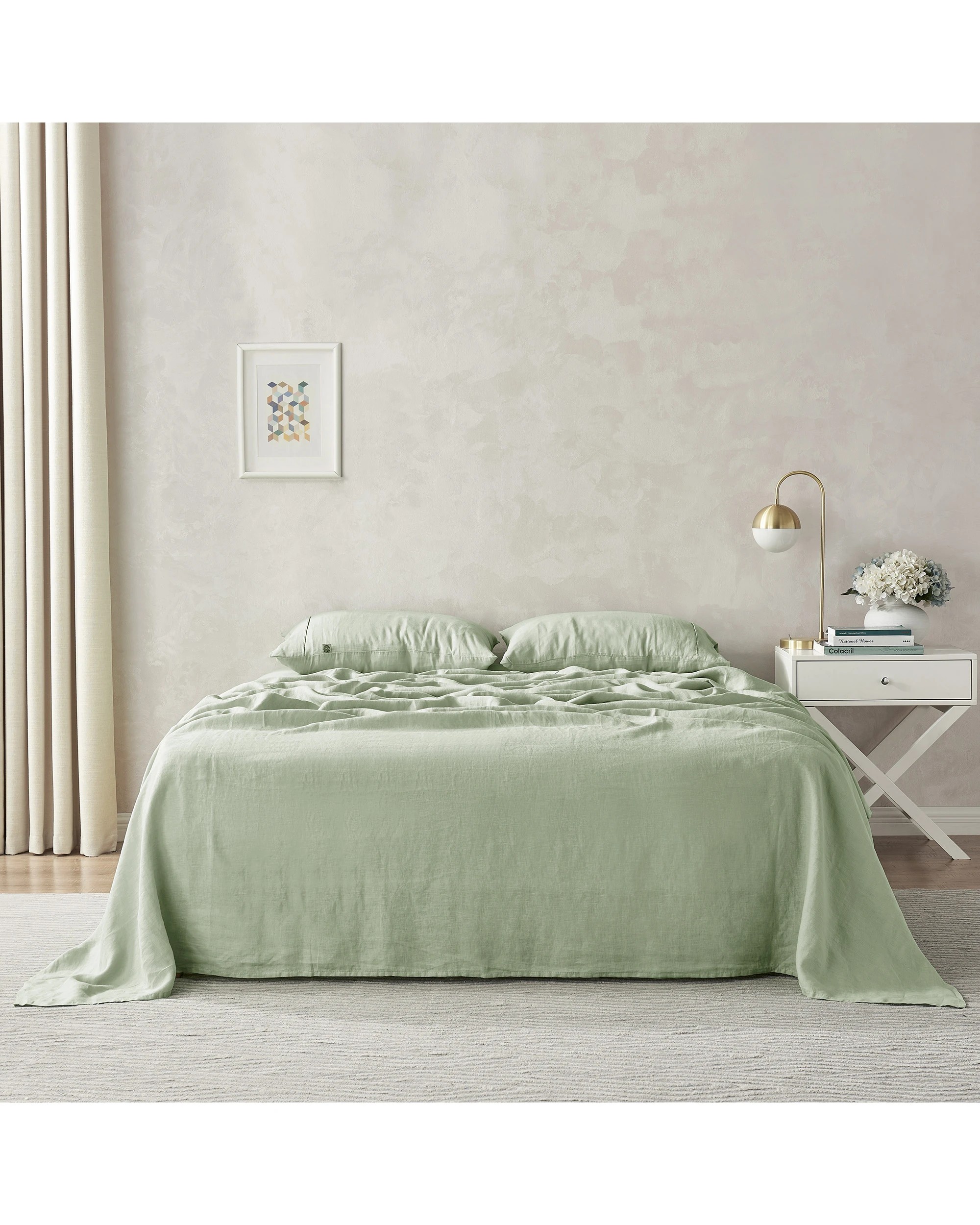 5 Natural Home 100% European Flax Linen Sheet Set - Single Bed - Willow Green, 5 of 6