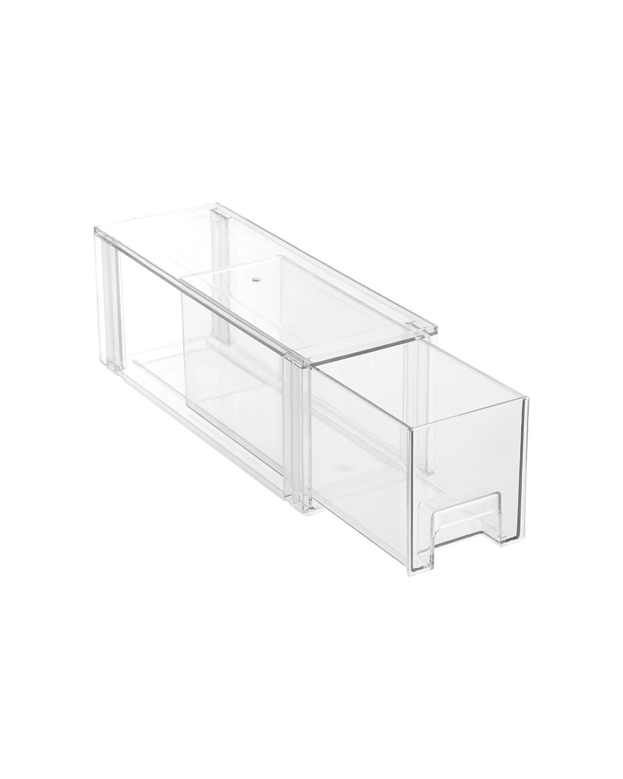 2 Boxsweden Crystal Stackable Slim 35cm Drawer Home Office Organiser Handles - Clear, 2 of 3