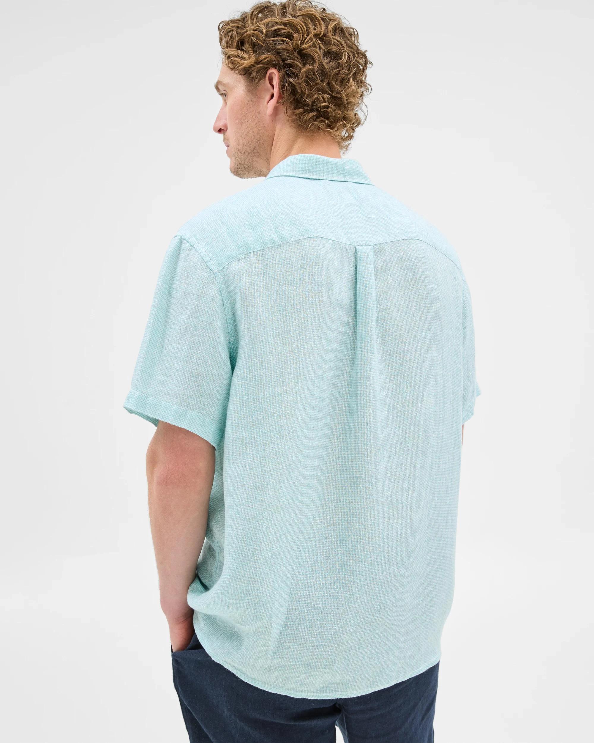 4 Target European Linen Textured Shirt AQUA, 4 of 7