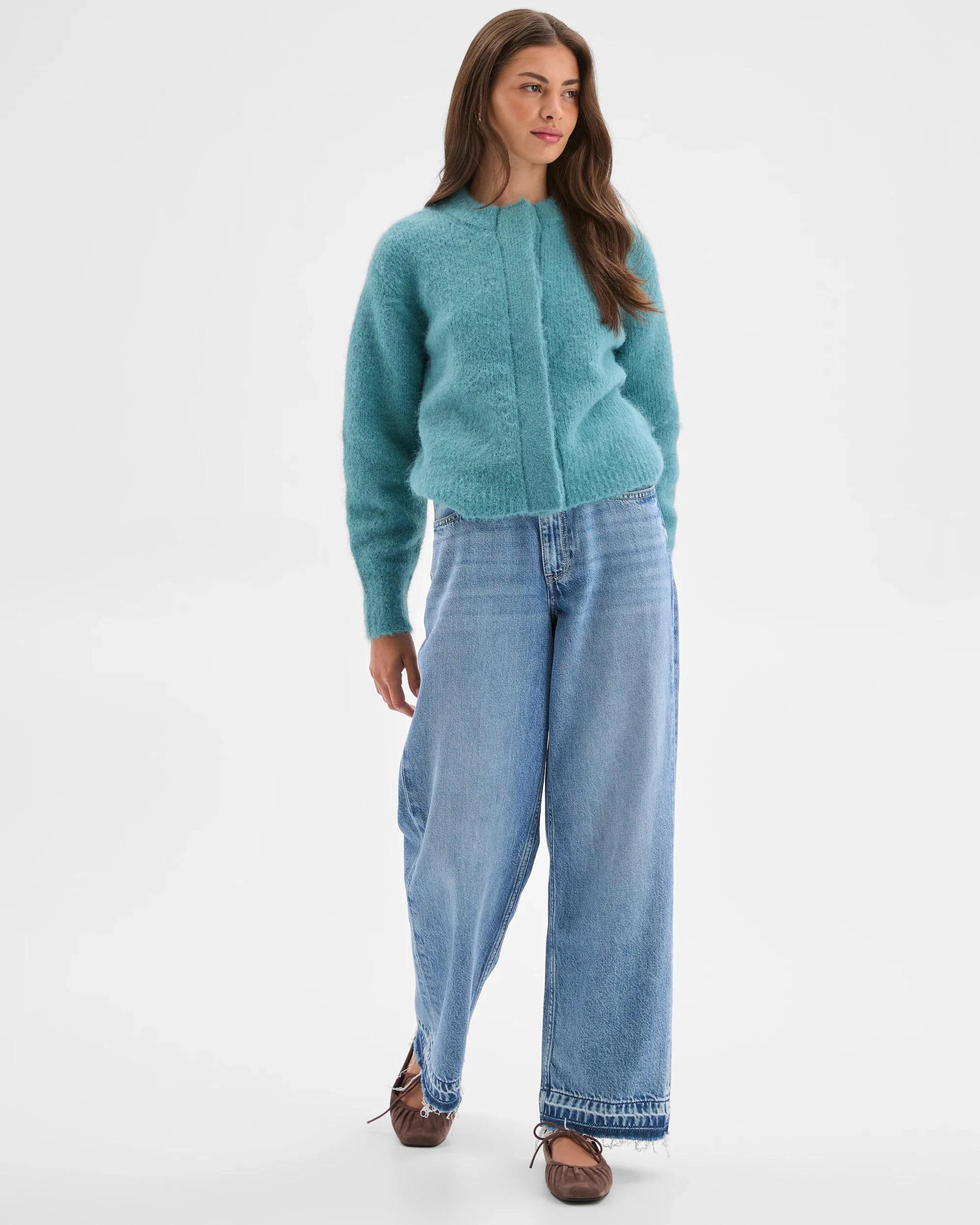 3 Target Petites Plush Knit Cardigan ARCTIC BLUE, 3 of 7