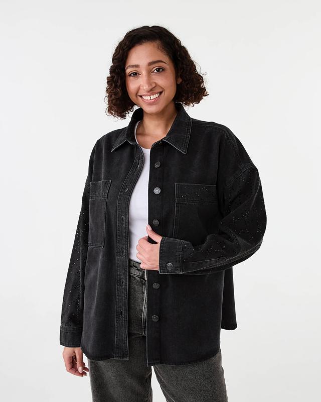 Long Sleeve Diamante Denim S