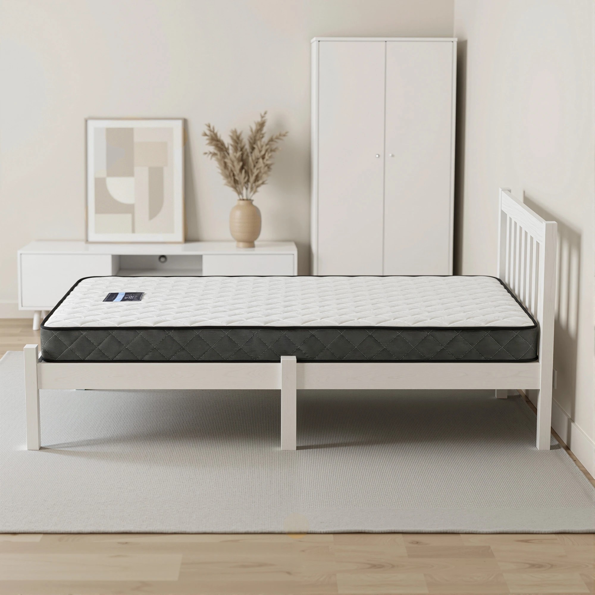 7 Giselle Single Mattress and Artiss Bed Frame SetSolid Pine with 16cm Mattress - Single Bed - Multi, 7 of 9