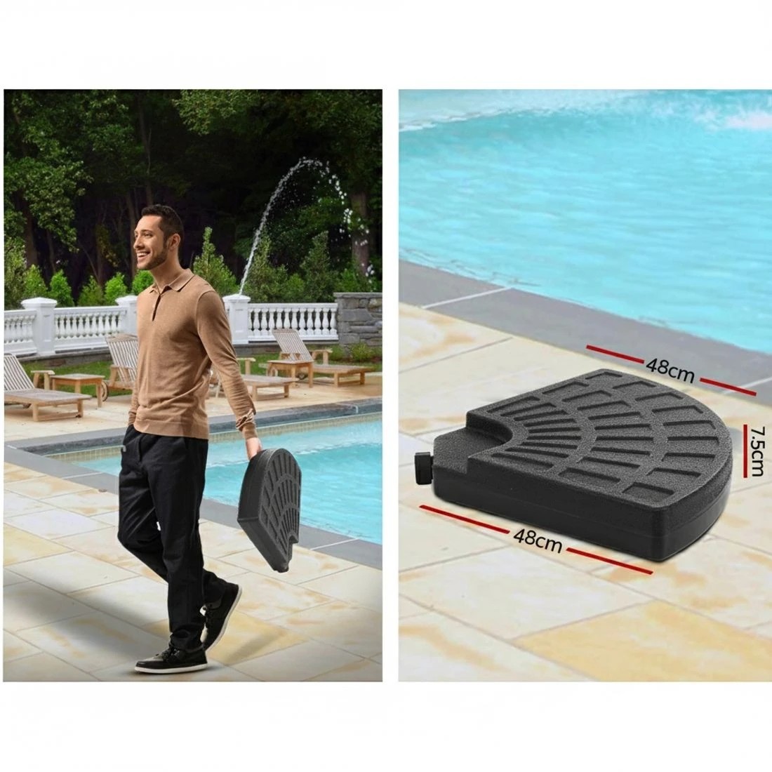 6 Instahut 3m Outdoor Umbrella w/Base Cantilever Beach Garden Patio - Grey, 6 of 6