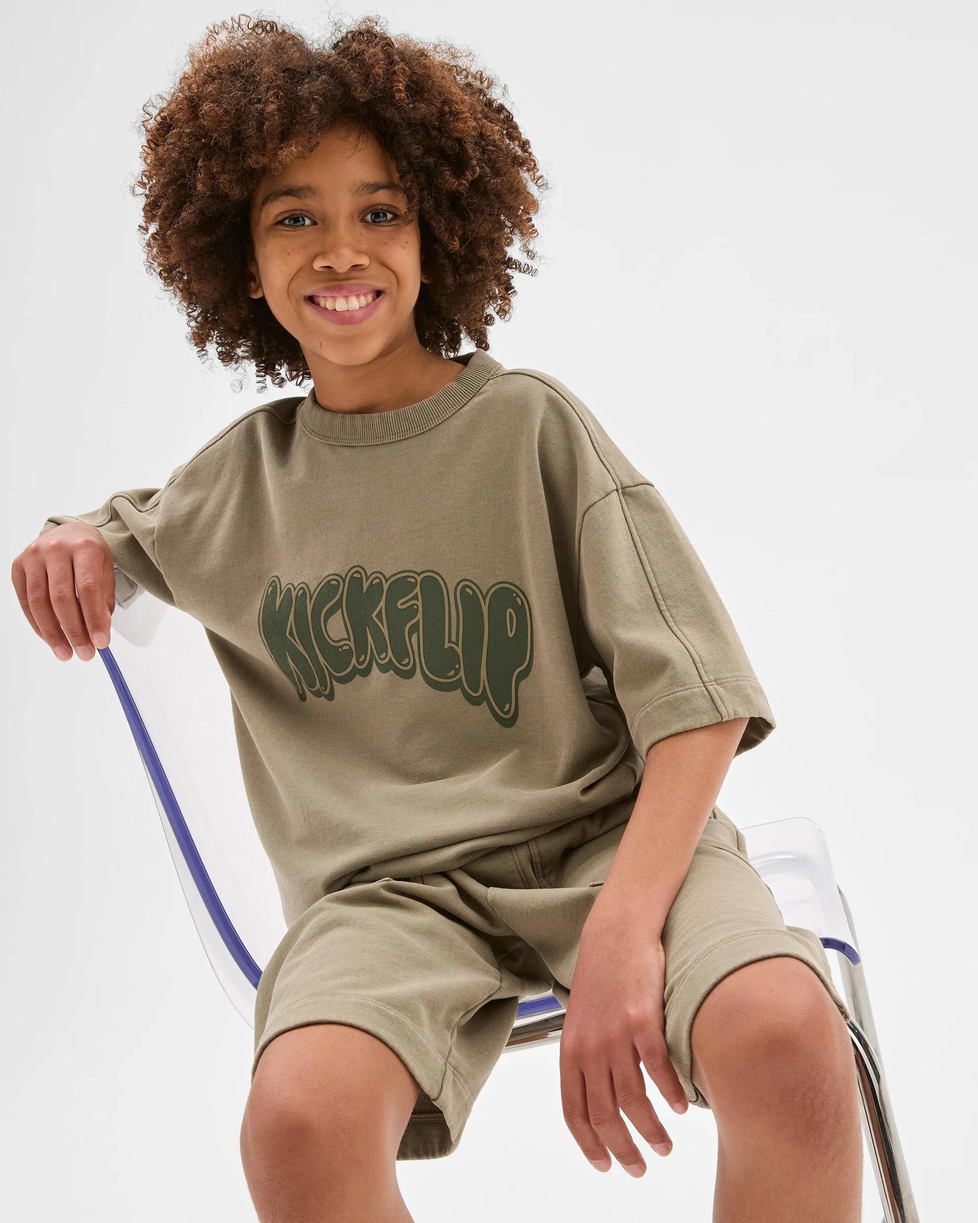 1 Target Kids Australian Cotton Blend Washed Fleece Knit Shorts GREEN, 1 of 7