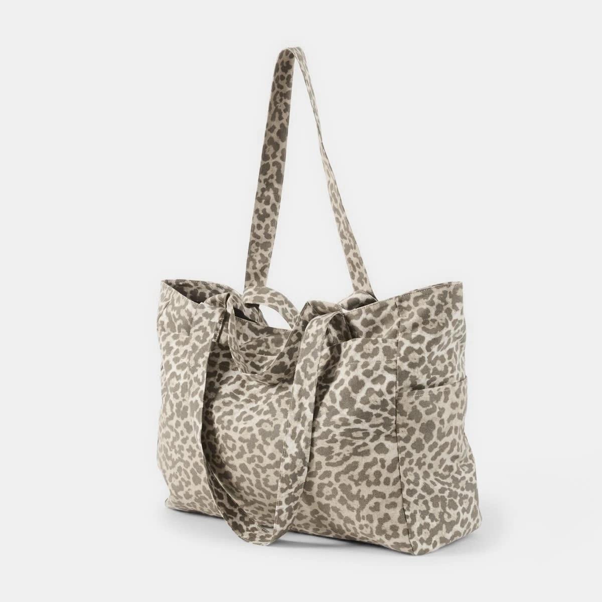 2 Woven Oversized Tote Leopard, 2 of 5