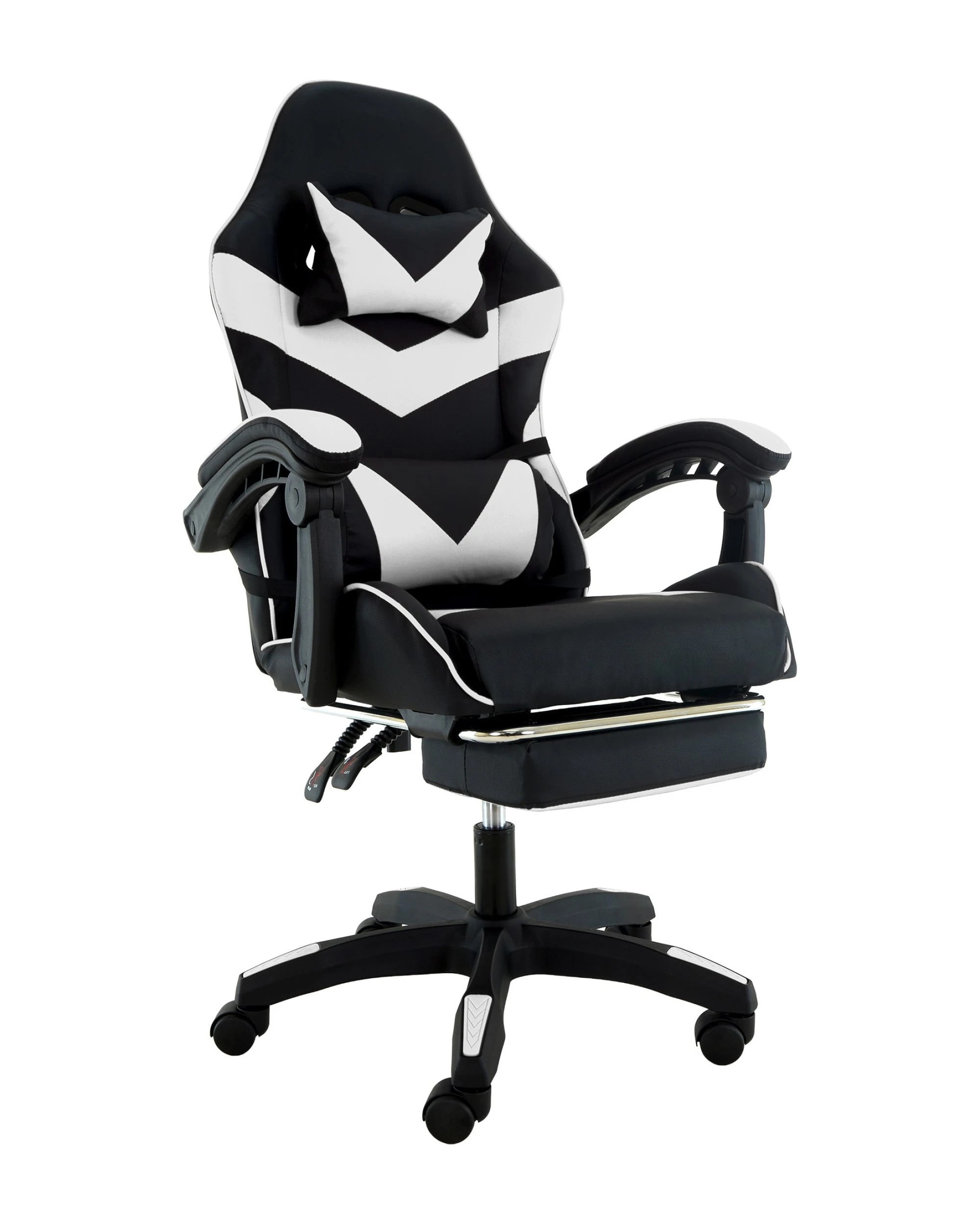 1 Sarantino Cueva Reclining High Back Office Gaming Chair with Retractable Footrest Office Computer Seating BKWH, 1 of 5