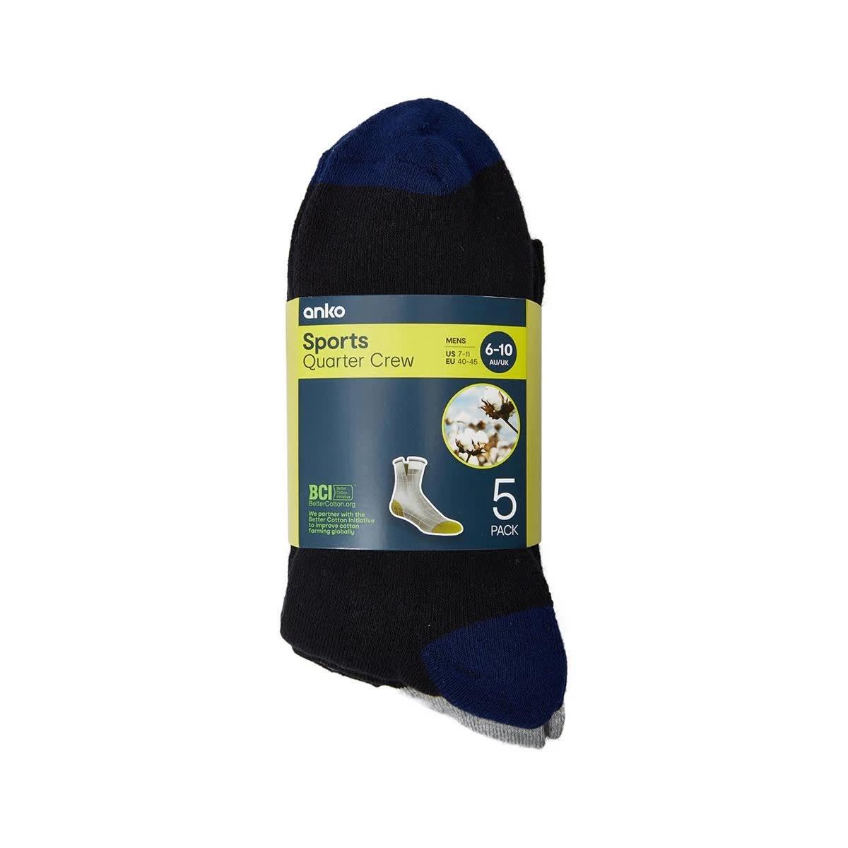 3 5 Pack Quarter Crew Sport Socks BLACK CLASSIC, 3 of 3