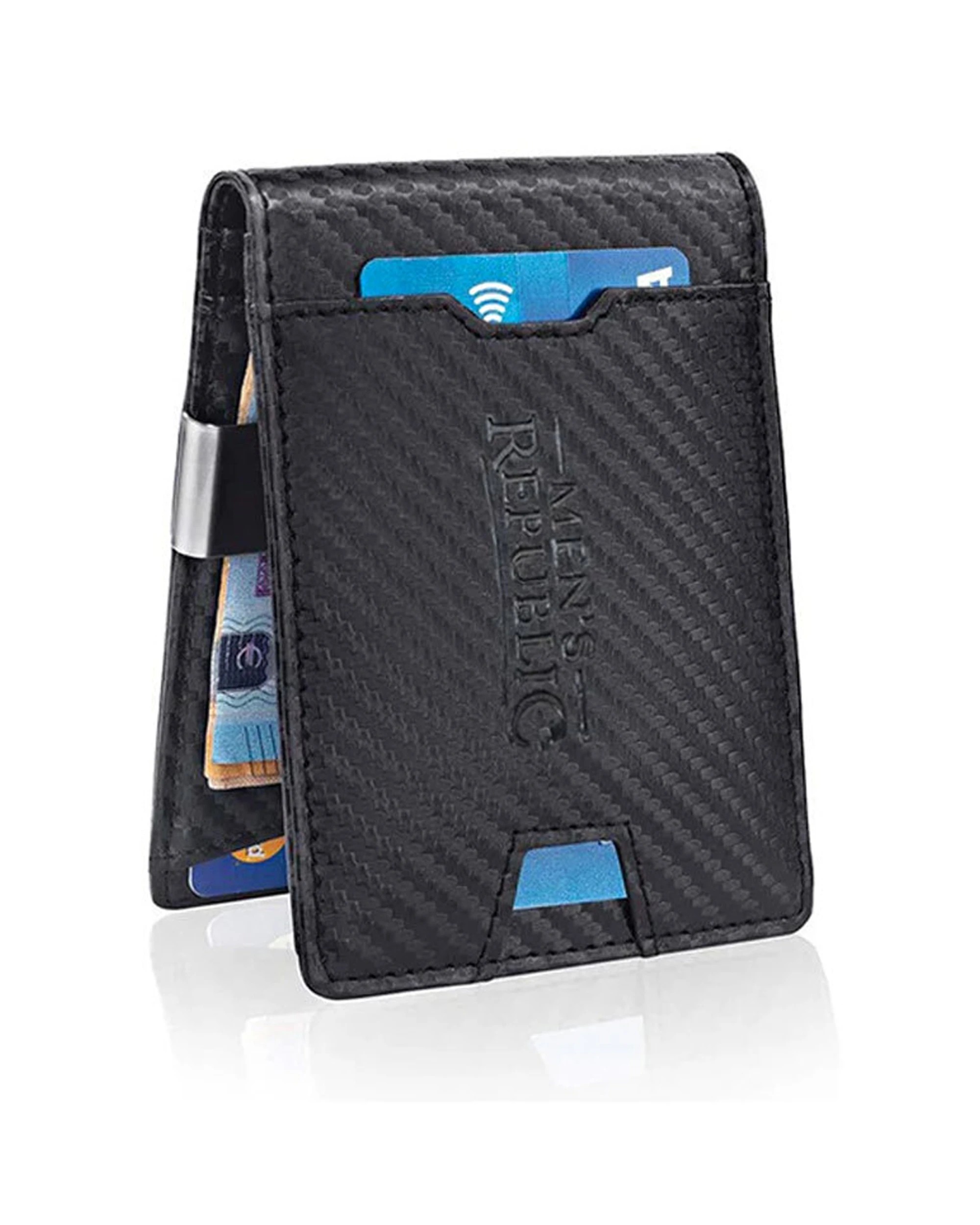 2 Mens Republic Faux Leather Wallet Money Clip - One Size - Black, 2 of 6