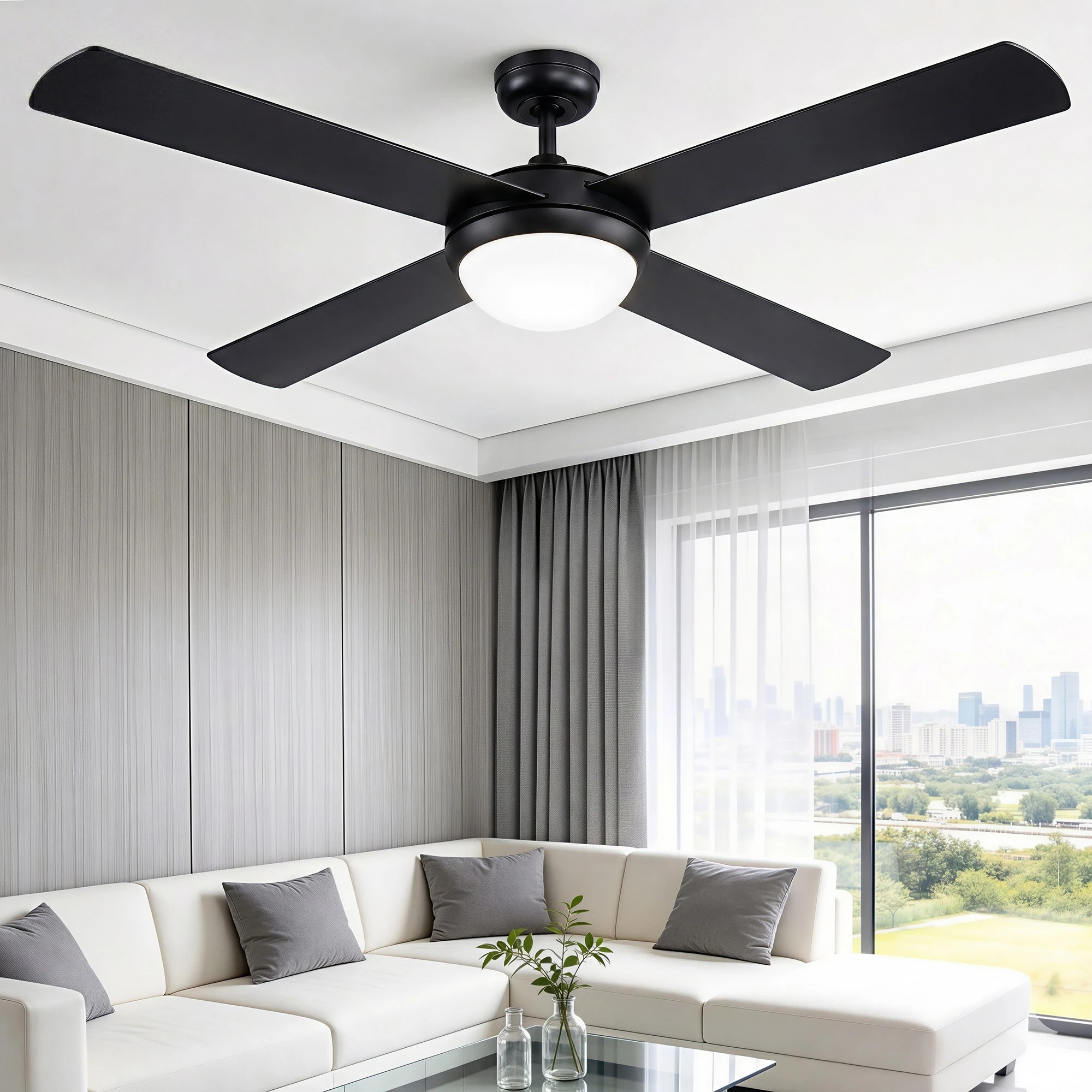 8 Devanti 52'' Ceiling Fan DC Motor w/Light w/Remote - Black, 8 of 8