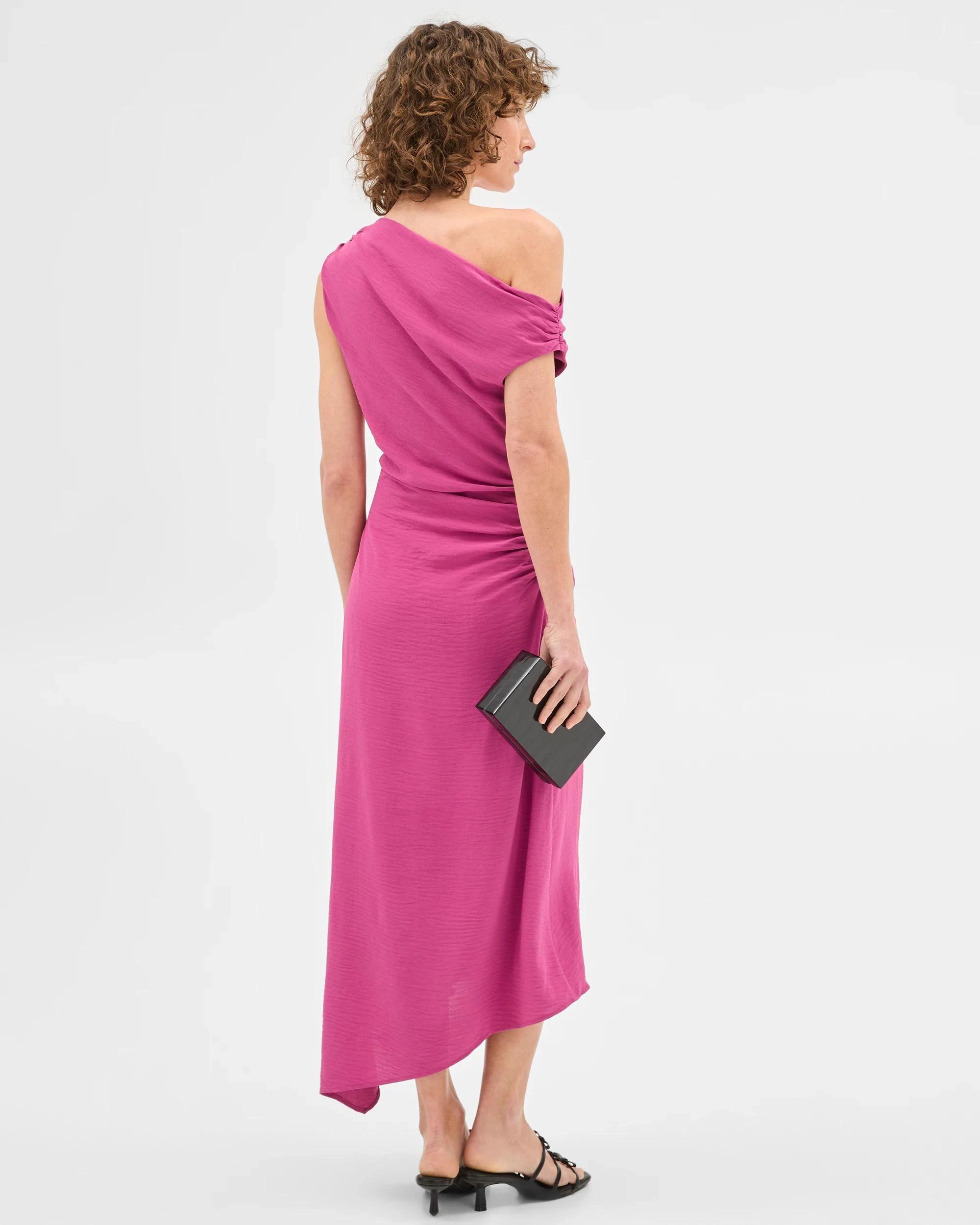 4 Sleeveless Gathered Dress - Preview MAGENTA, 4 of 6