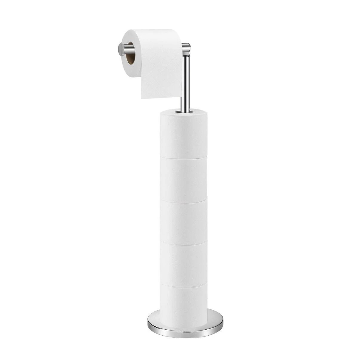 2 LUXSUITE Free Standing Toilet Paper Holder Adjustable Bathroom Organiser Spare Tissue Roll Storage Reserve Floor Stand, 2 of 7