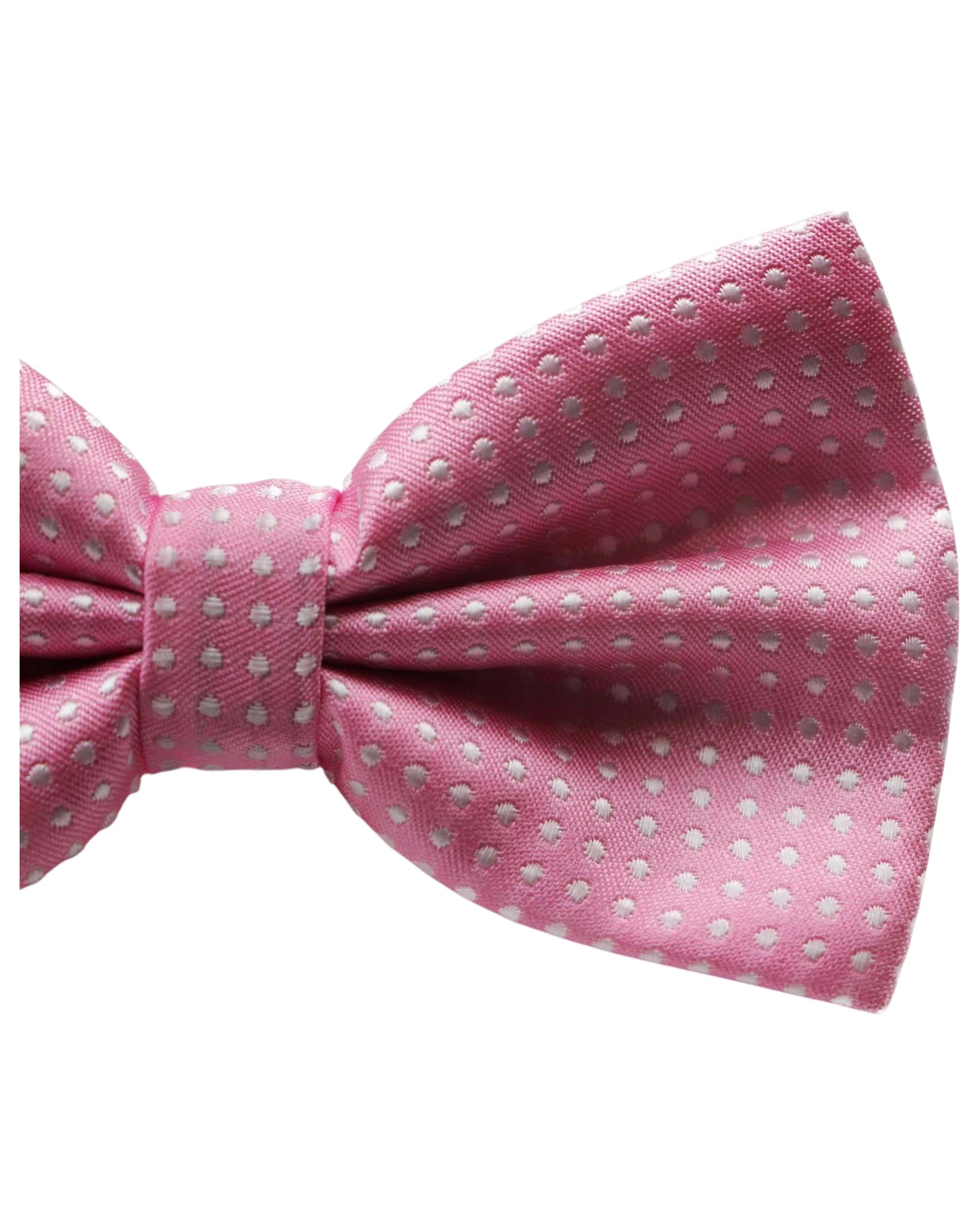3 Zasel Mens Light Pink Plain Coloured Bow Tie With White Polka Dots, 3 of 3