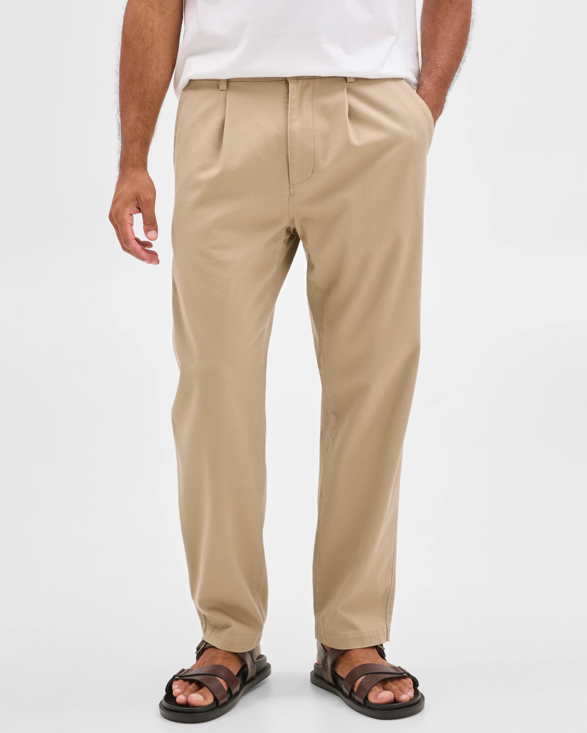 2 Target Man Australian Cotton Pleated Textured Chino Pants NEUTRAL, 2 of 8