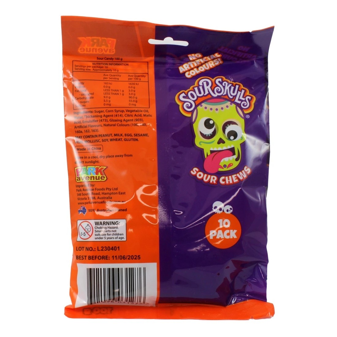 2 10 Pack Park Avenue Sour Skulls Sour Chews 100g, 2 of 2