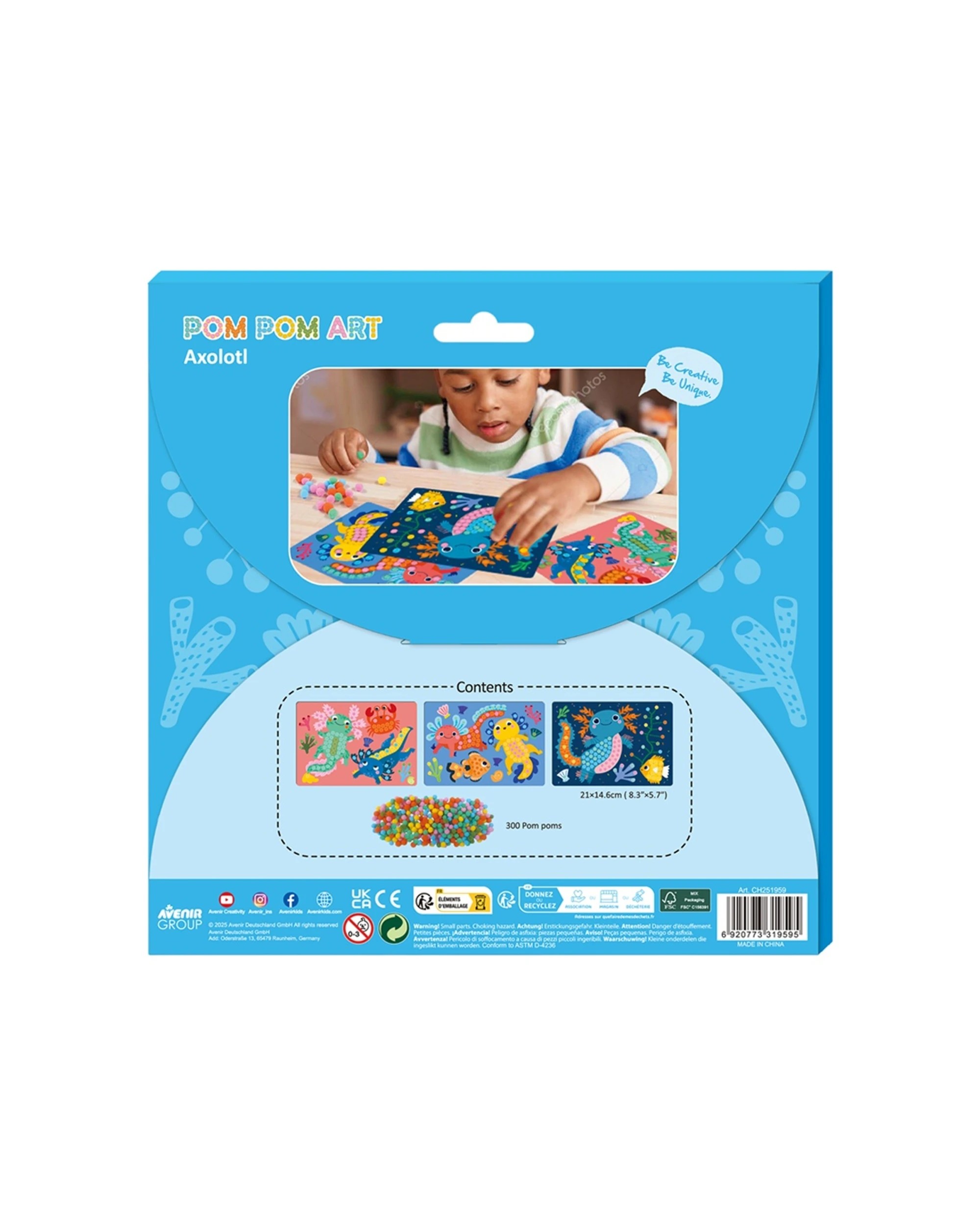 2 Avenir Everyday Craft Pom Art Axolotl Diy Kit Kids Activity - Multi, 2 of 2