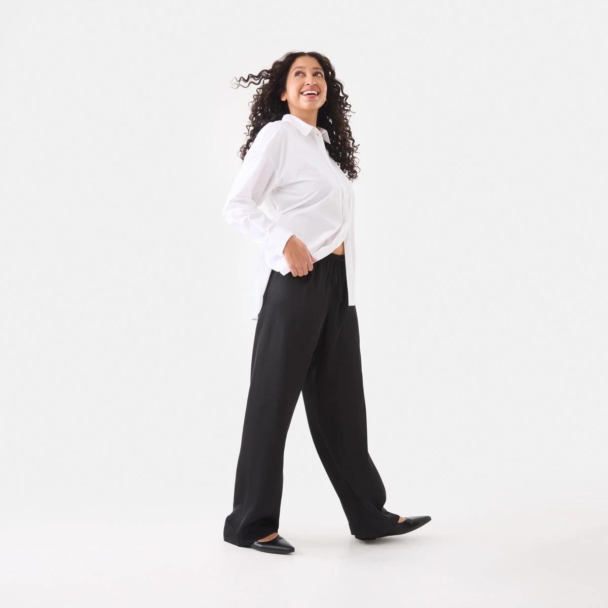 3 Tie Waist Satin Pants Black, 3 of 5