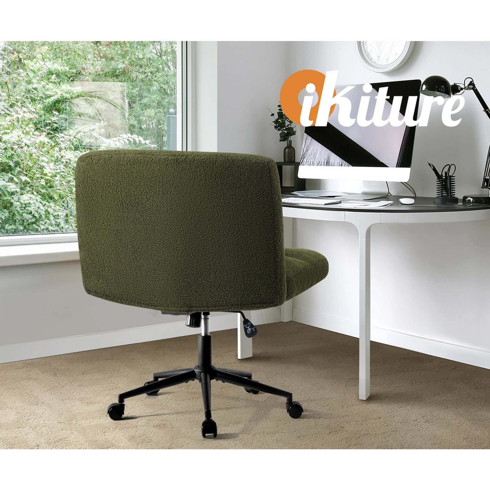 7 Oikiture Armless Office Desk Chair Boucle
 - Green, 7 of 10