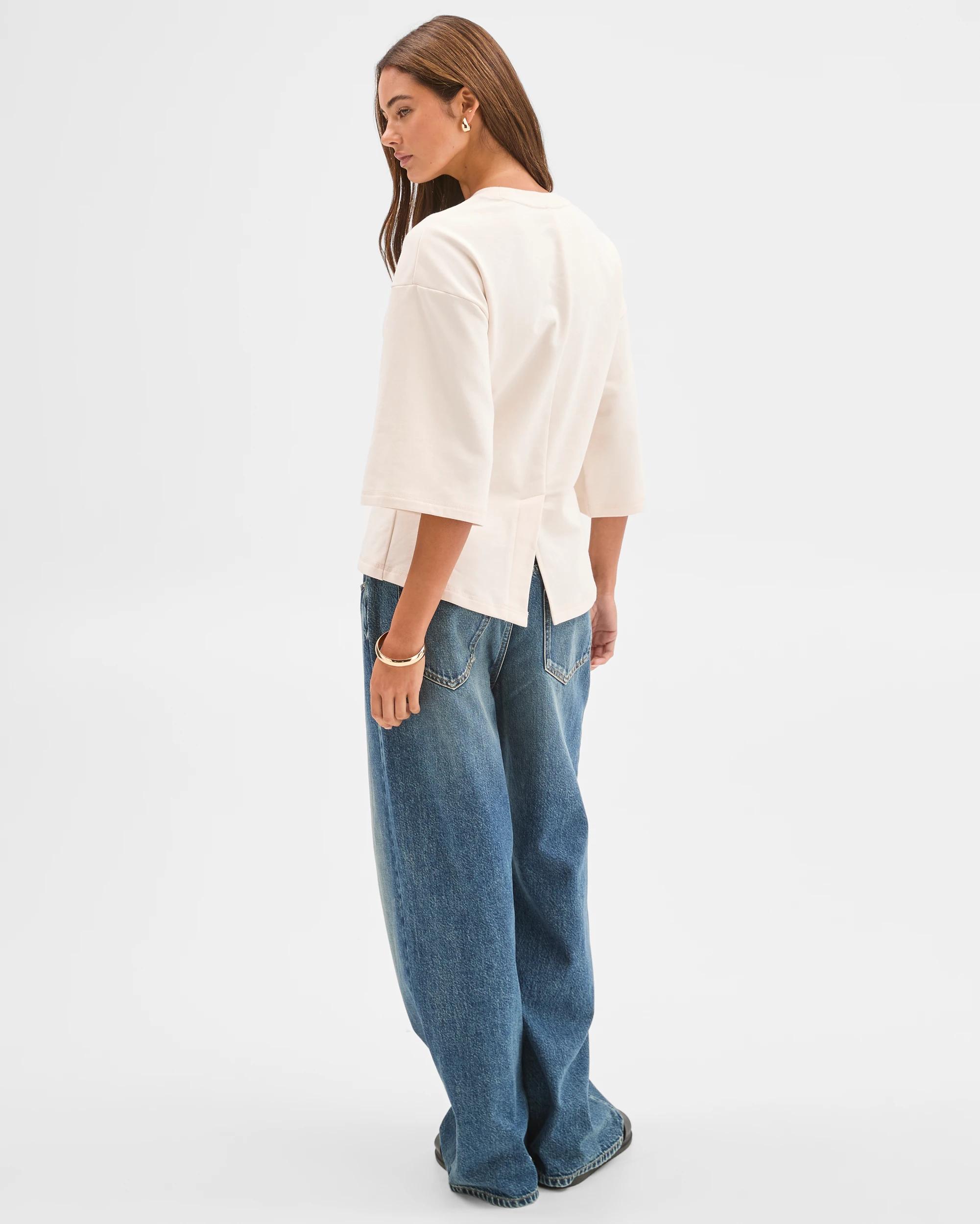 5 Lily Loves Australian Cotton Cinch Waist T-Shirt VANILLA, 5 of 6
