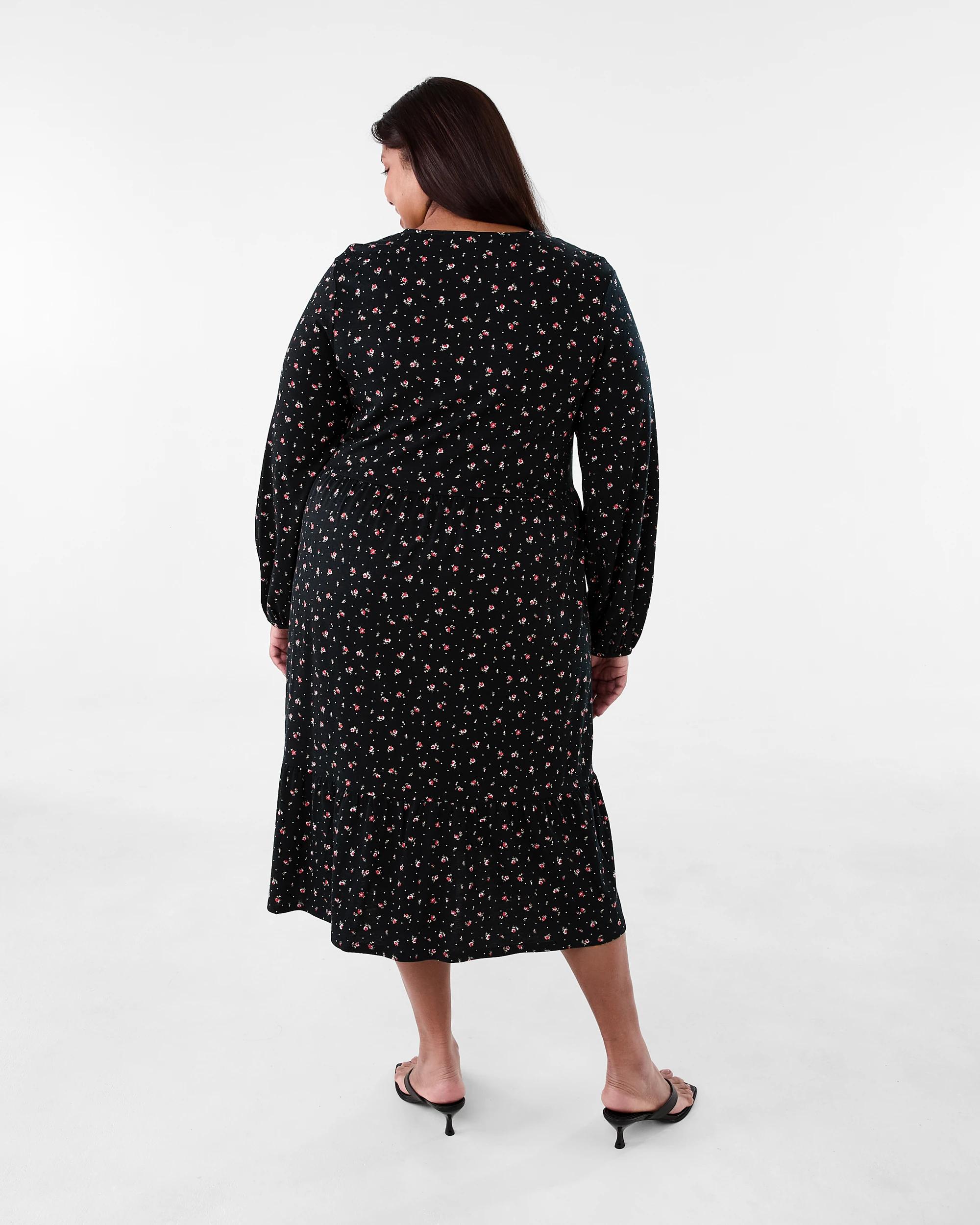3 Curve Long Sleeve Jersey Dress Ditsy, 3 of 6