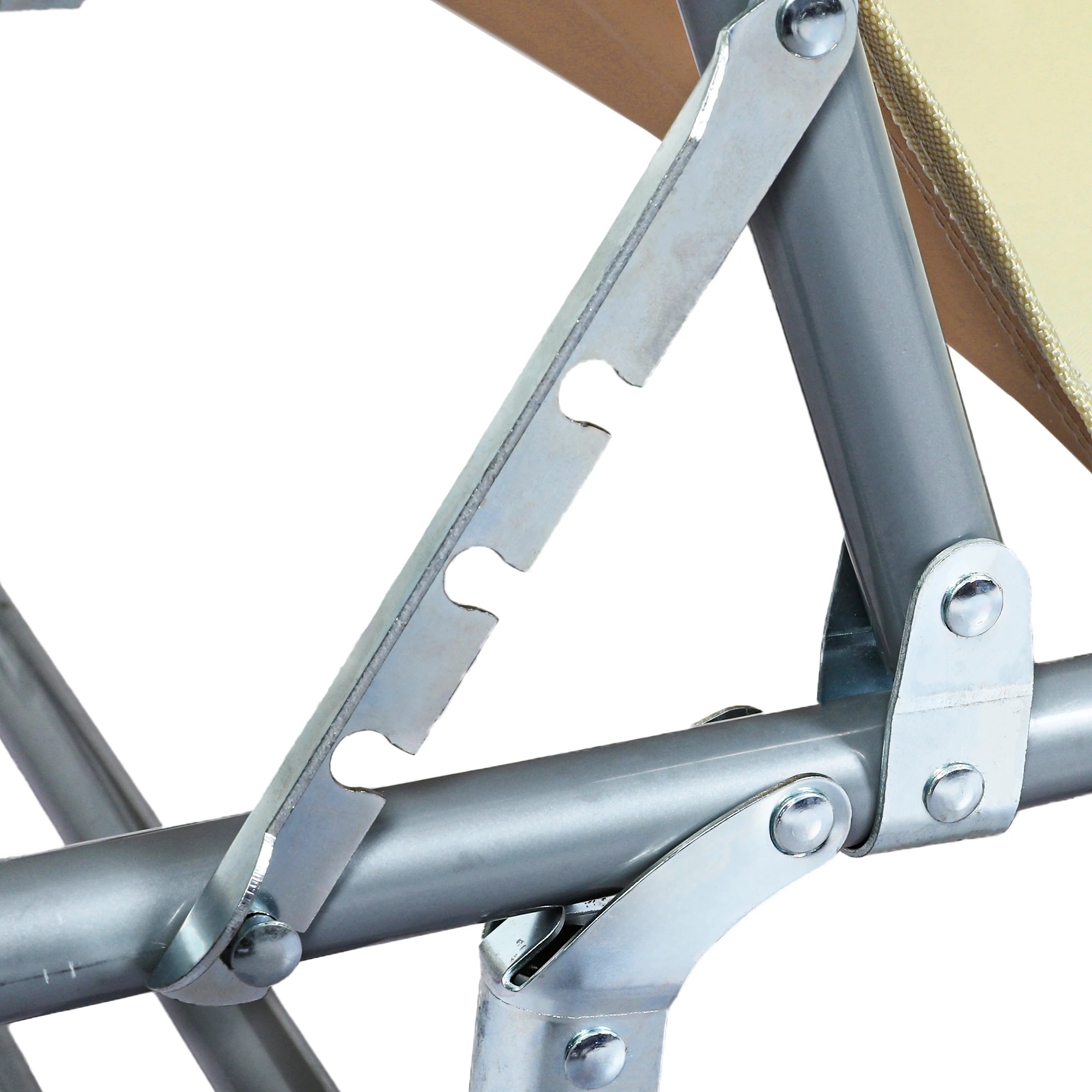 6 Levede Reclining Lounge Folding Sun Beach Chair with Canopy - Beige, 6 of 9