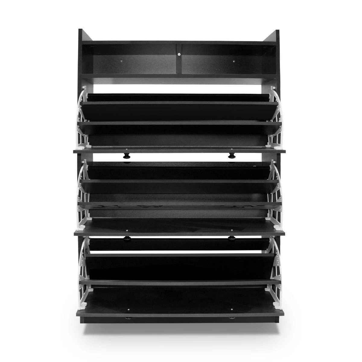 4 Ausway 45 Pairs Wood Shoe Cabinet Rack Storage Shelves in Black Finish, 4 of 5