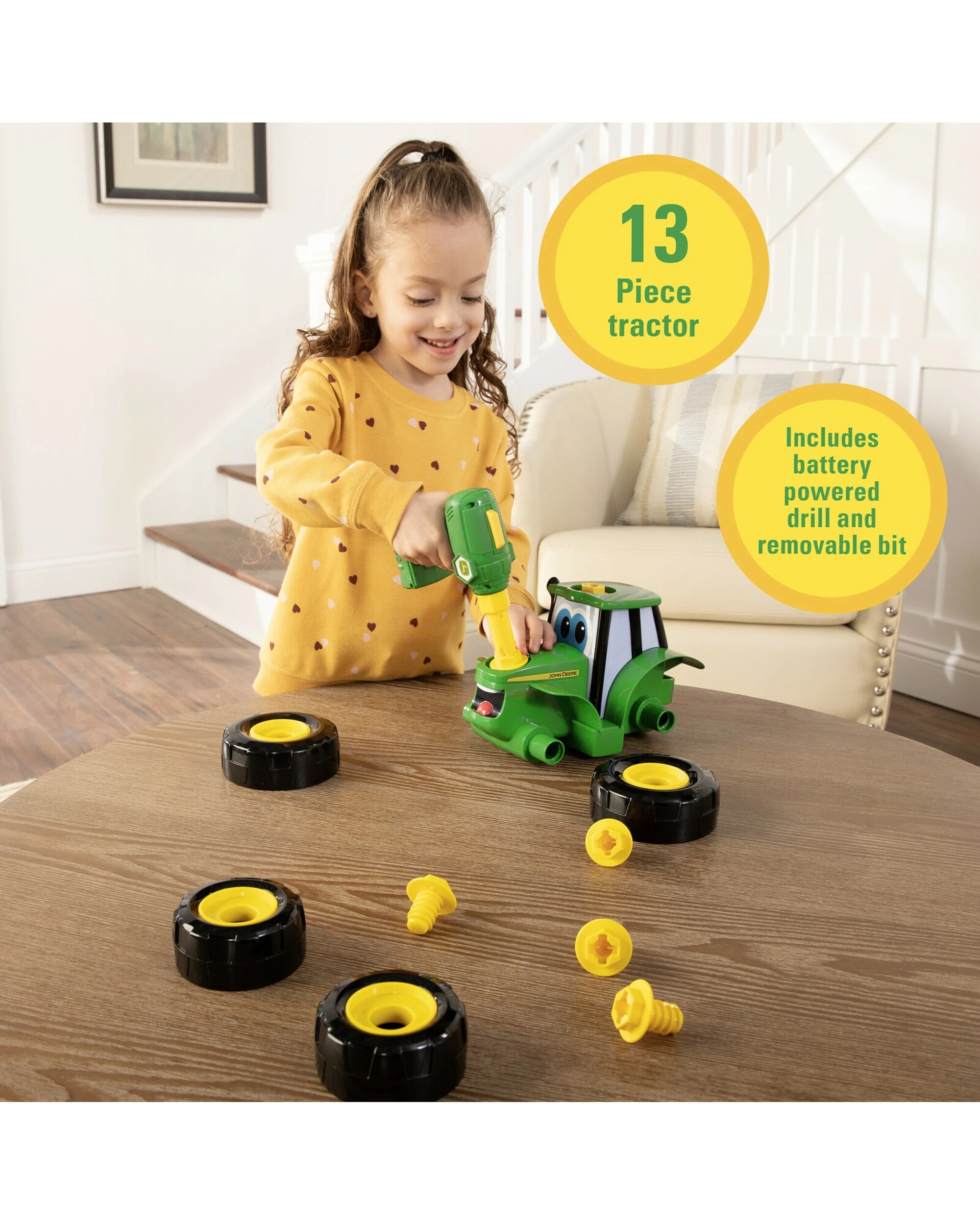 5 John Deere 16pc Build-A-Johnny Tractor Buildable Toy Set With Drill - Multi, 5 of 8