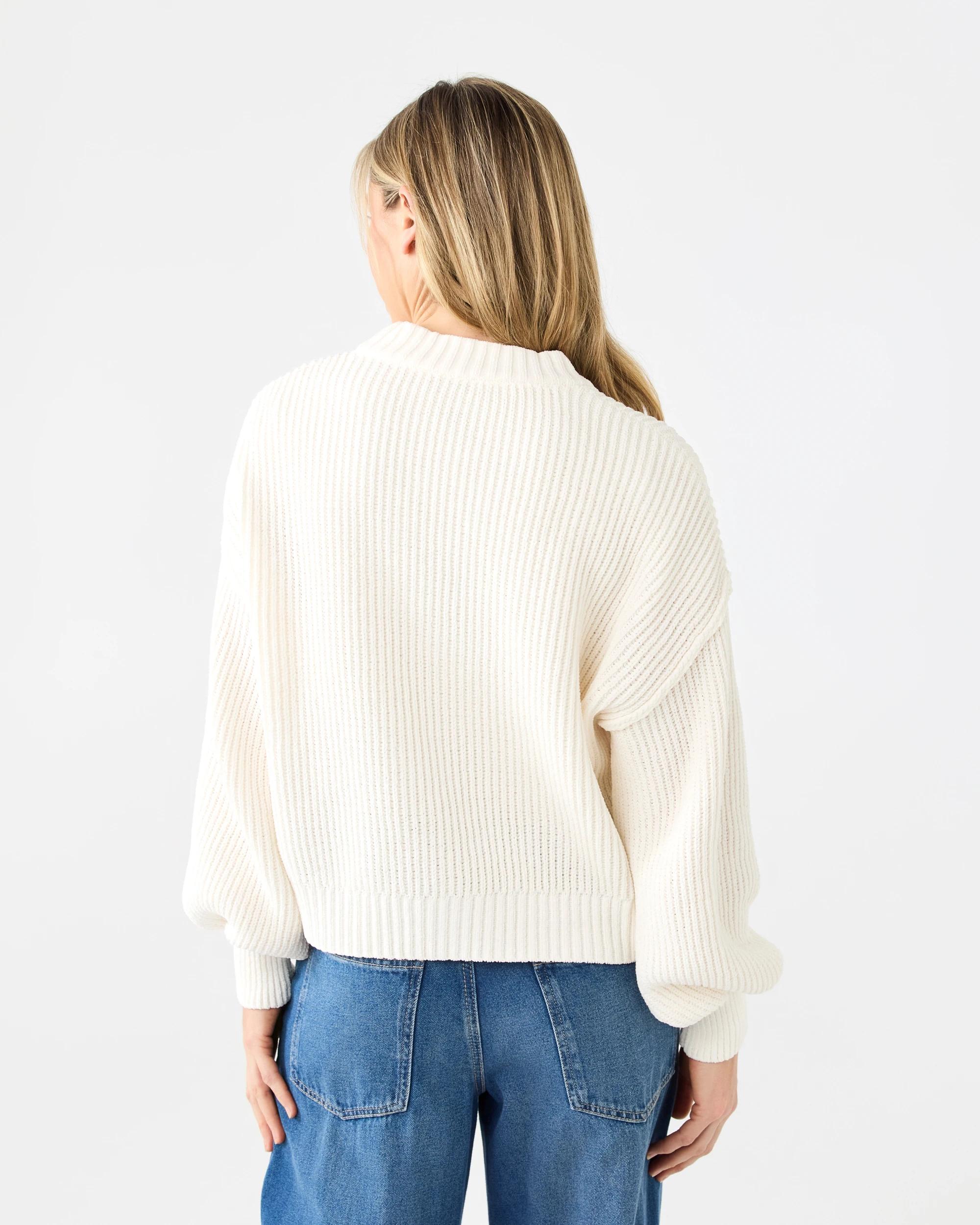 3 Chenille V Neck Cardigan White, 3 of 7