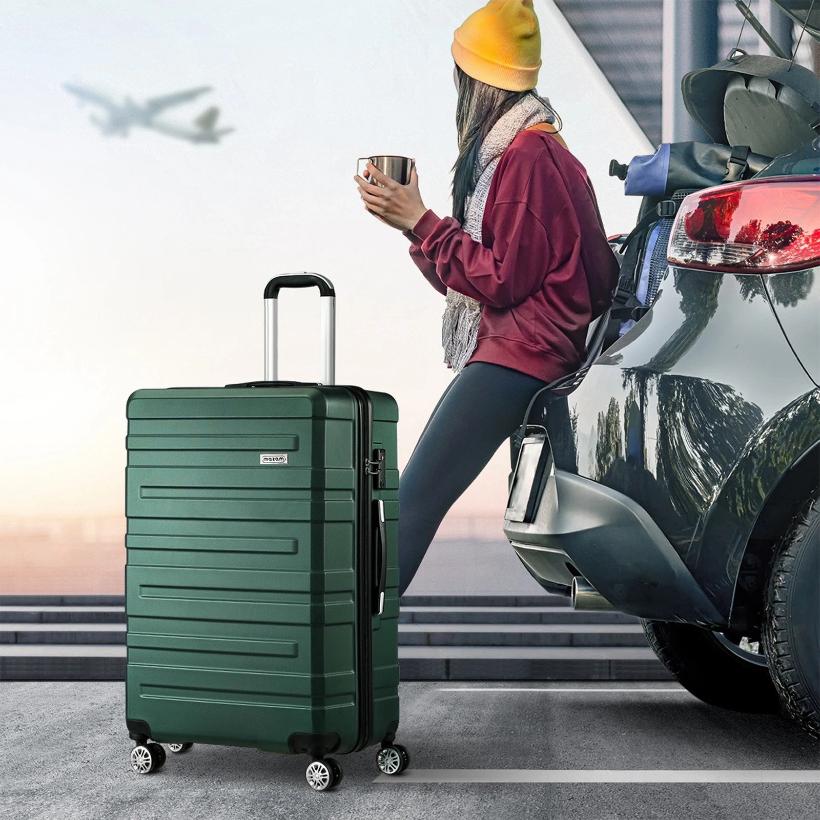 4 Mazam 3PCS Luggage Suitcase Trolley Set Travel TSA Lock ABS Hard Case - Green, 4 of 9