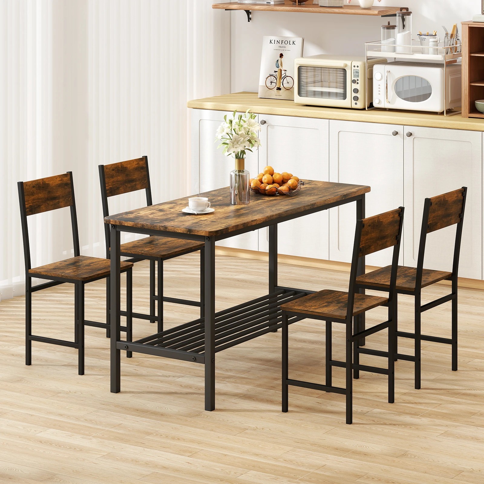 2 Costway 2PCS Dining Chairs Metal Frame Accent Chairs w/Wide Comfy Seat & High Curved Back - Brown, 2 of 2
