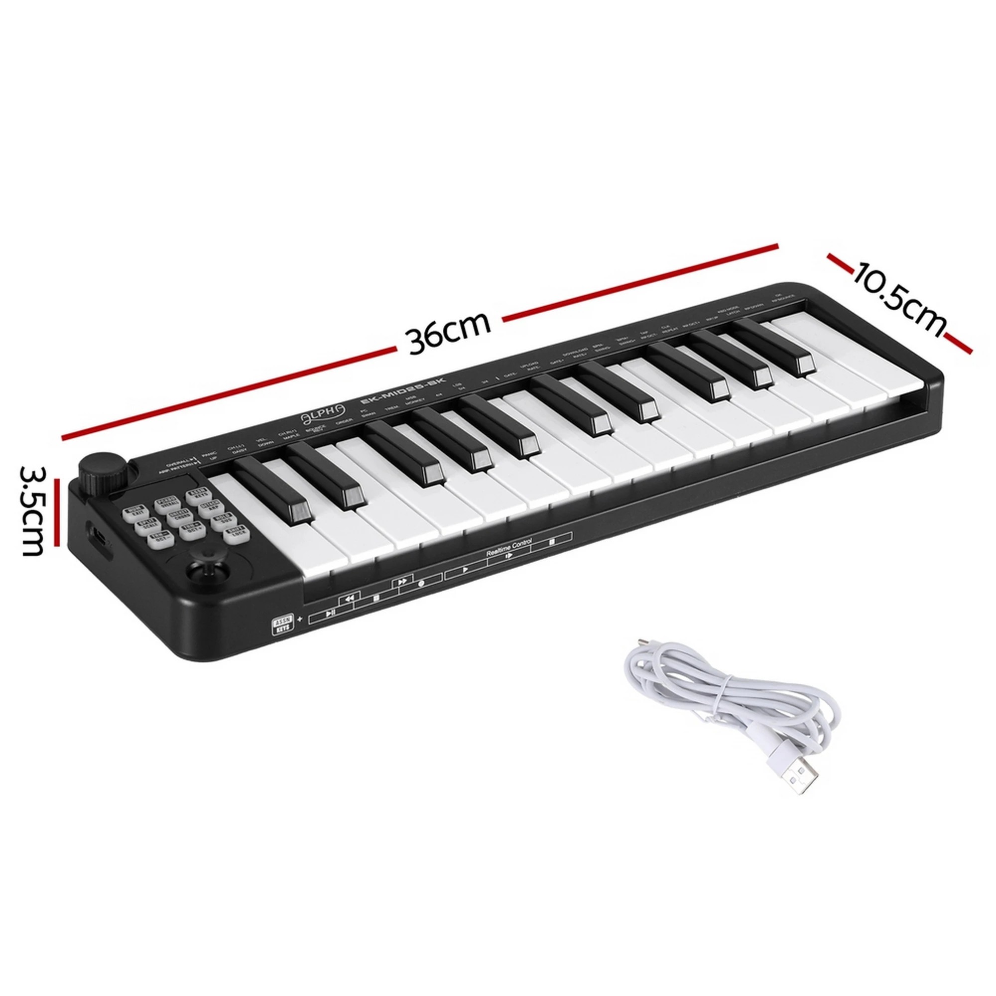 2 Alpha 25-Key MIDI Keyboard Controller Portable Piano USB Laptop - Black, 2 of 7