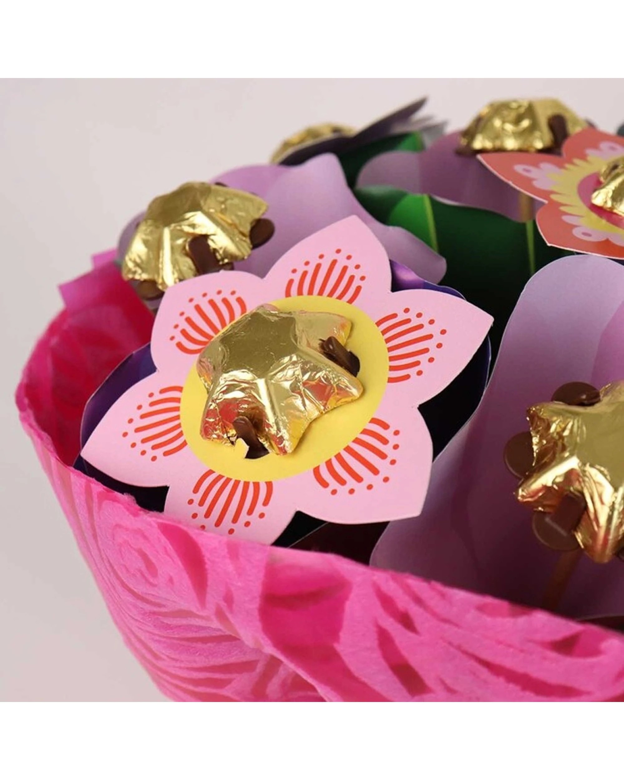 4 Edible Blooms Bright Flower Bouquet Small Milk Chocolates Gift - Multi, 4 of 5