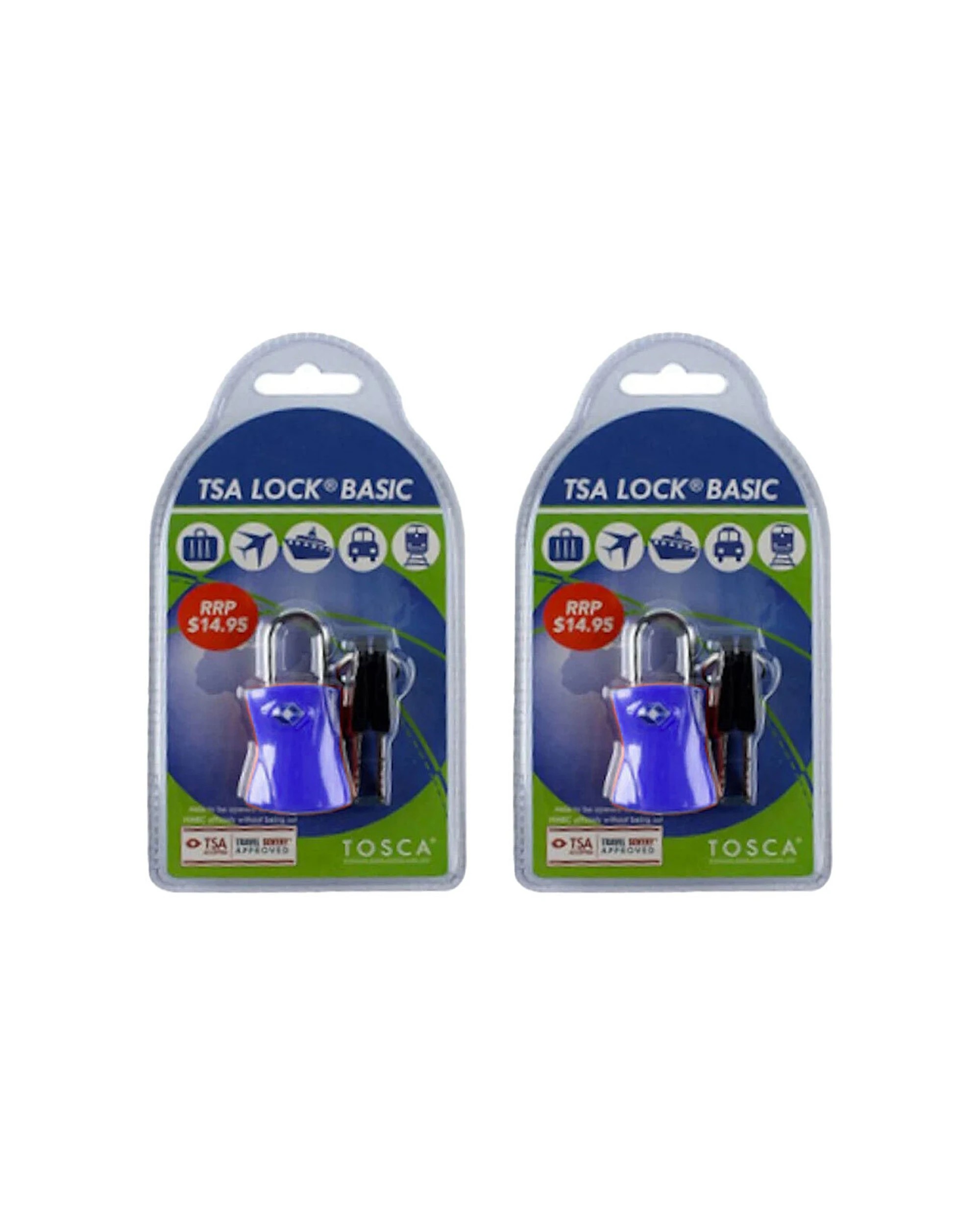 1 Tosca 2Pk Tsa Approved Luggage Bag Lock With Keys - Blue, 1 of 1