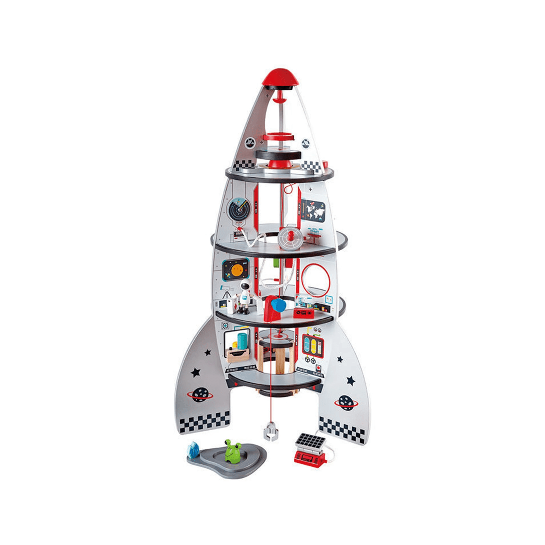 3 Hape 20pc Four Stage Rocket Ship Wooden Toy 74cm Kids Toddler 3y+. - White, 3 of 9